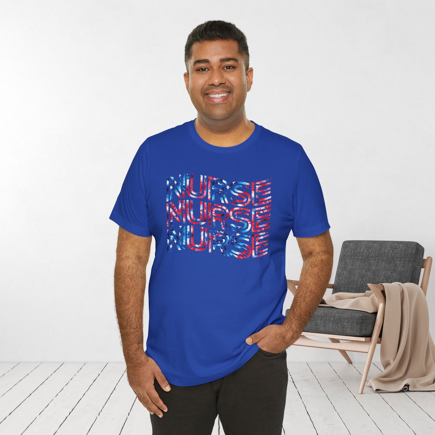 Wavy Patriotic Nurse Shirt - 4th of July Nurse Soft Cotton Tee