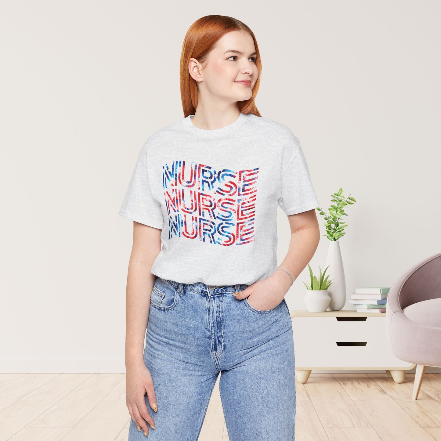 Wavy Patriotic Nurse Shirt - 4th of July Nurse Soft Cotton Tee