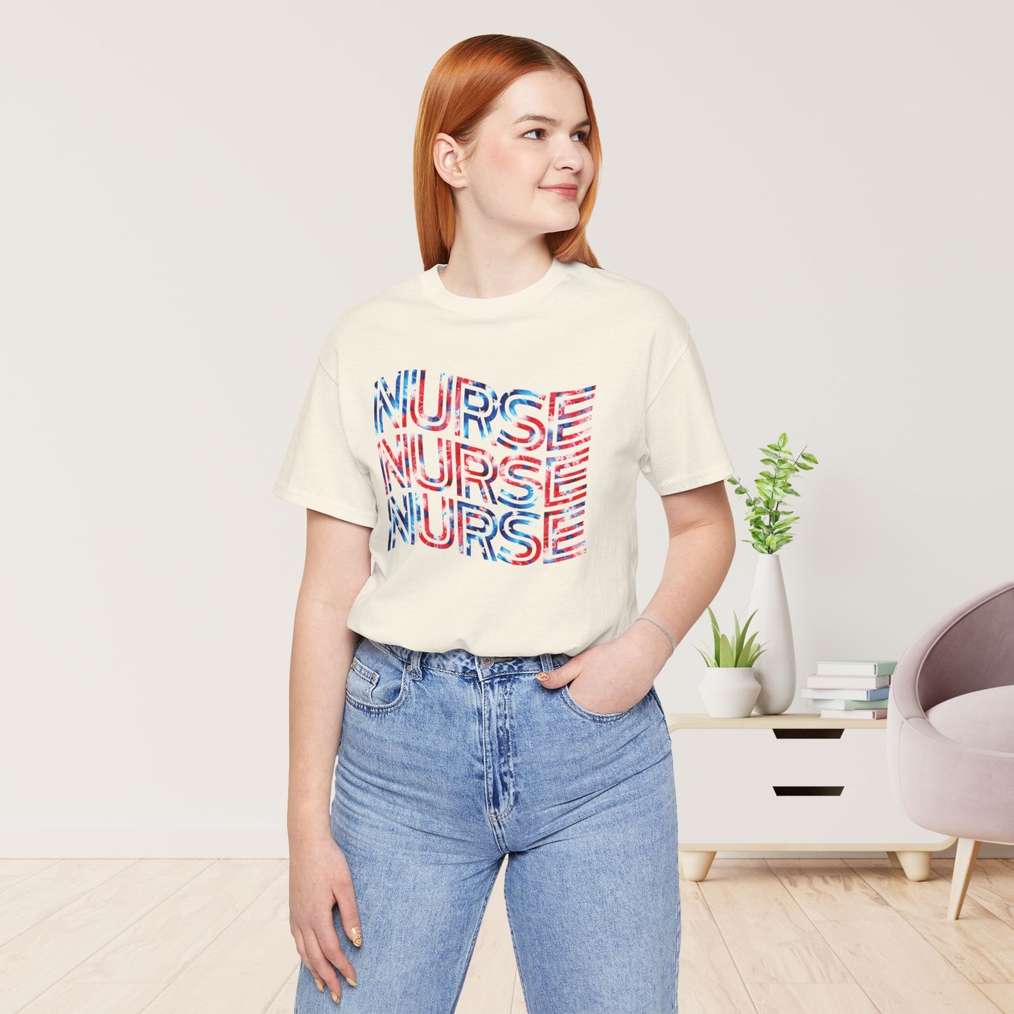 Wavy Patriotic Nurse Shirt - 4th of July Nurse Soft Cotton Tee