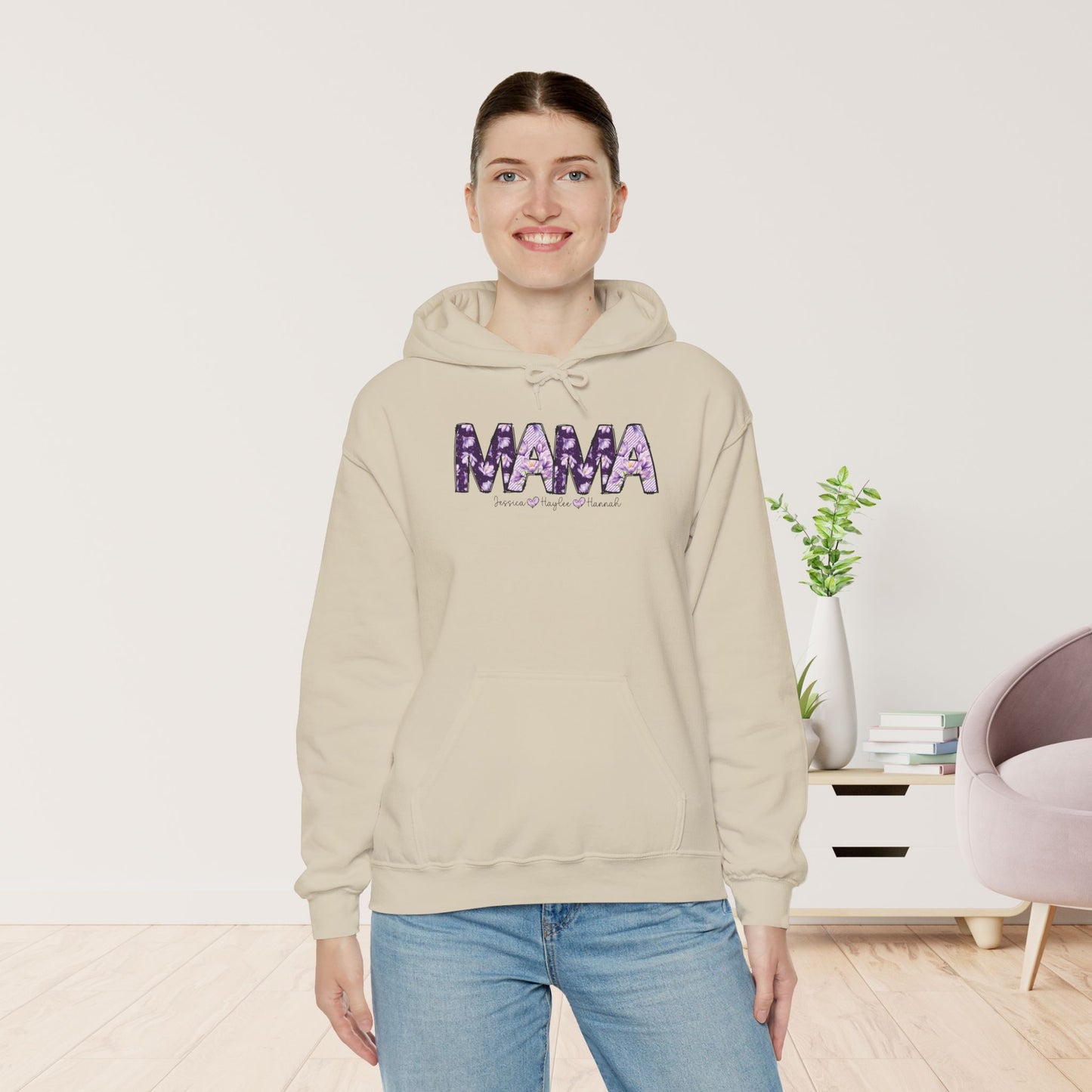 Custom Mama Hoodie with Kids Name - Personalized Gift for Mom