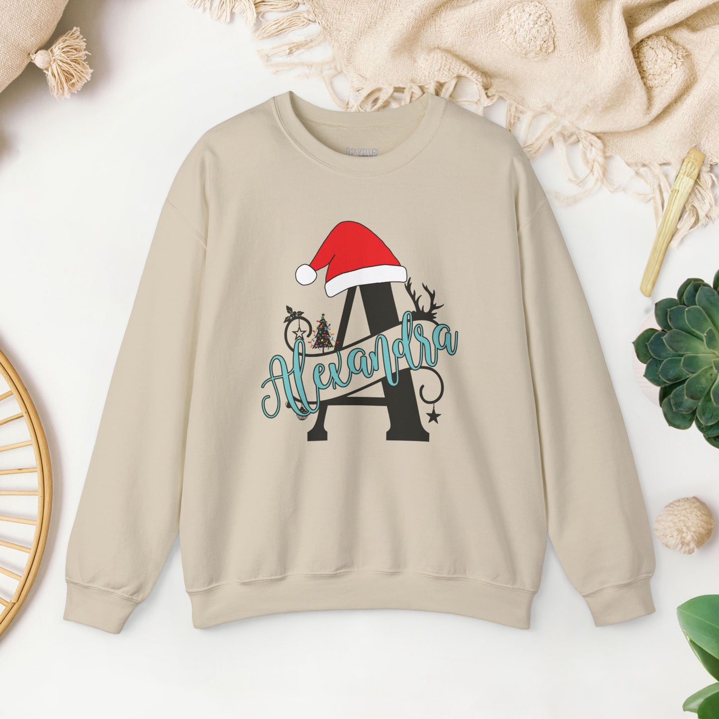 Personalized Christmas Monogram Sweatshirt with First Name - Custom Christmas Gifts