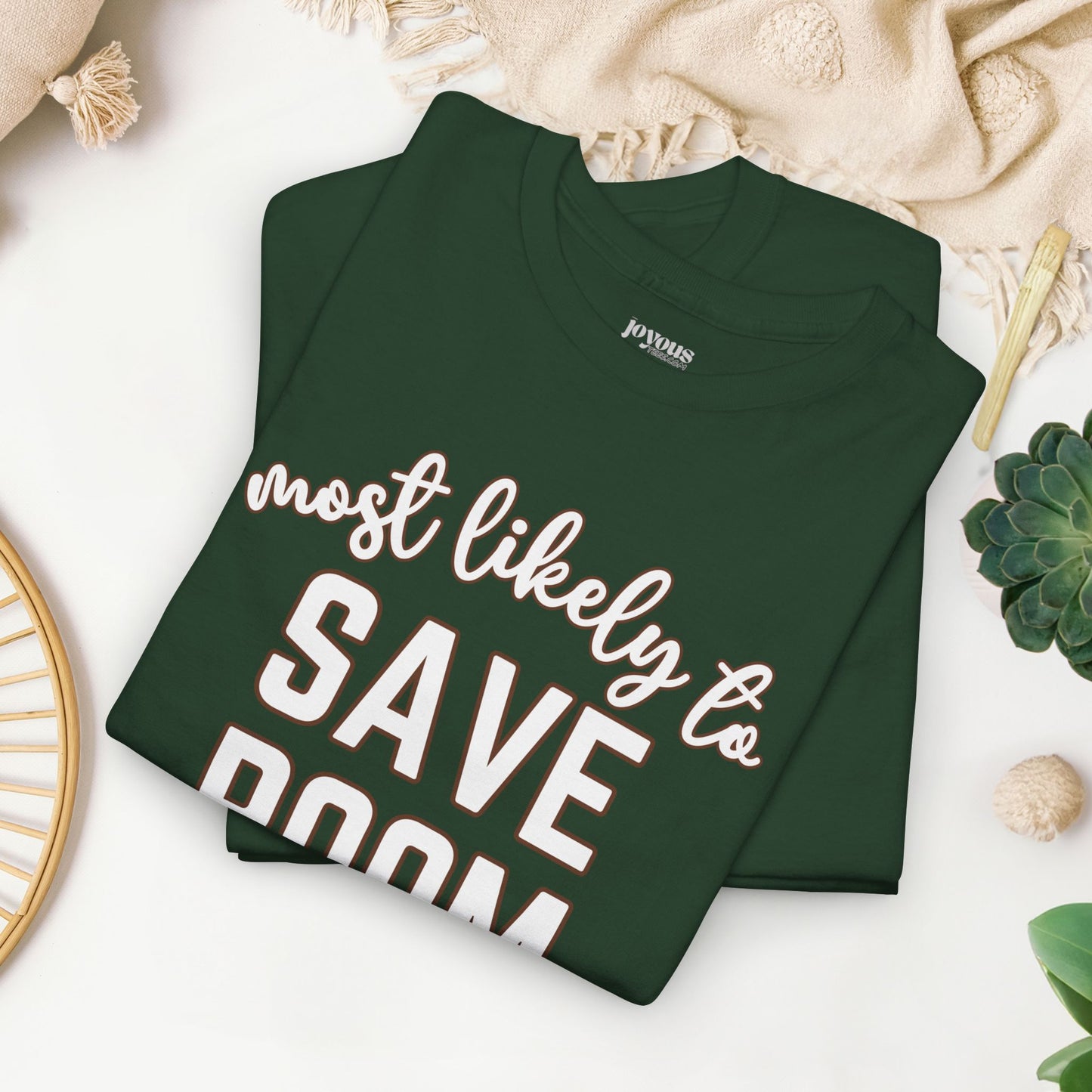 Funny Thanksgiving Shirt - Most Likely To Save Room for Pie Heavy Cotton Tee