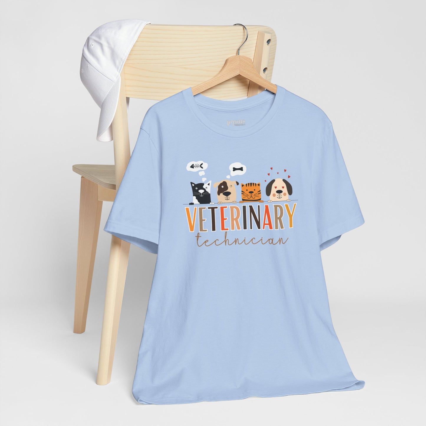 Veterinary Technician Soft Cotton Tee with Cute Dogs and Cats for VET Technician