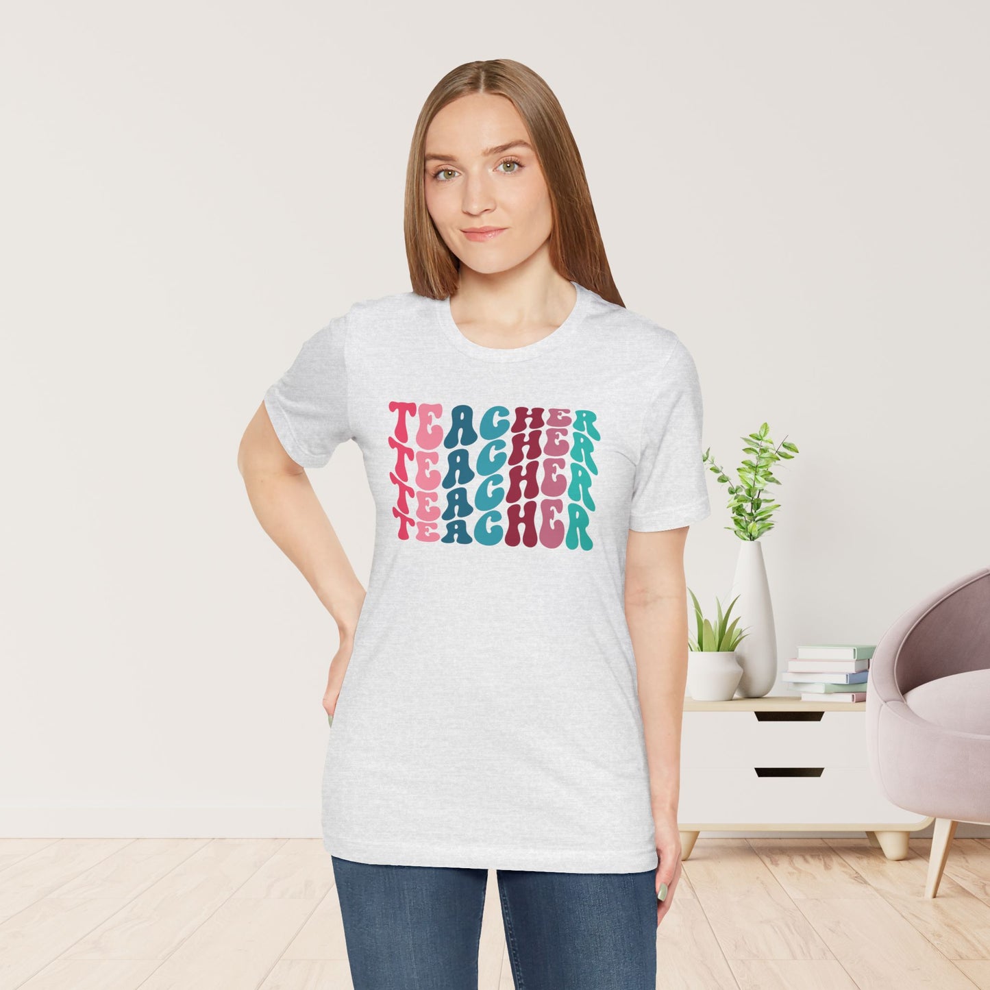 Groovy Colorful Teacher Soft Cotton Tee for School Teachers