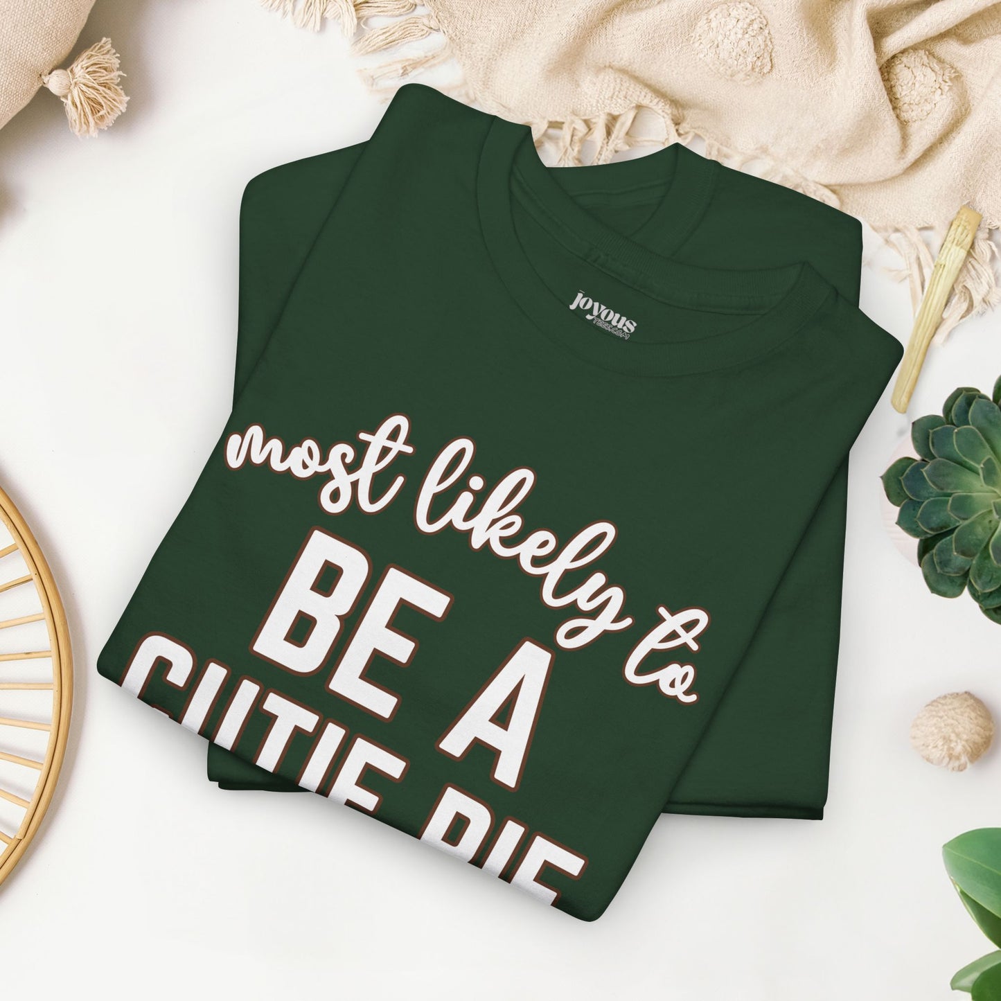 Funny Thanksgiving Shirt - Most likely to Be a Cutie Pie Heavy Cotton Tee