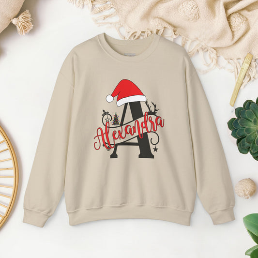 Personalized Christmas Monogram Sweatshirt with First Name - Custom Christmas Gifts