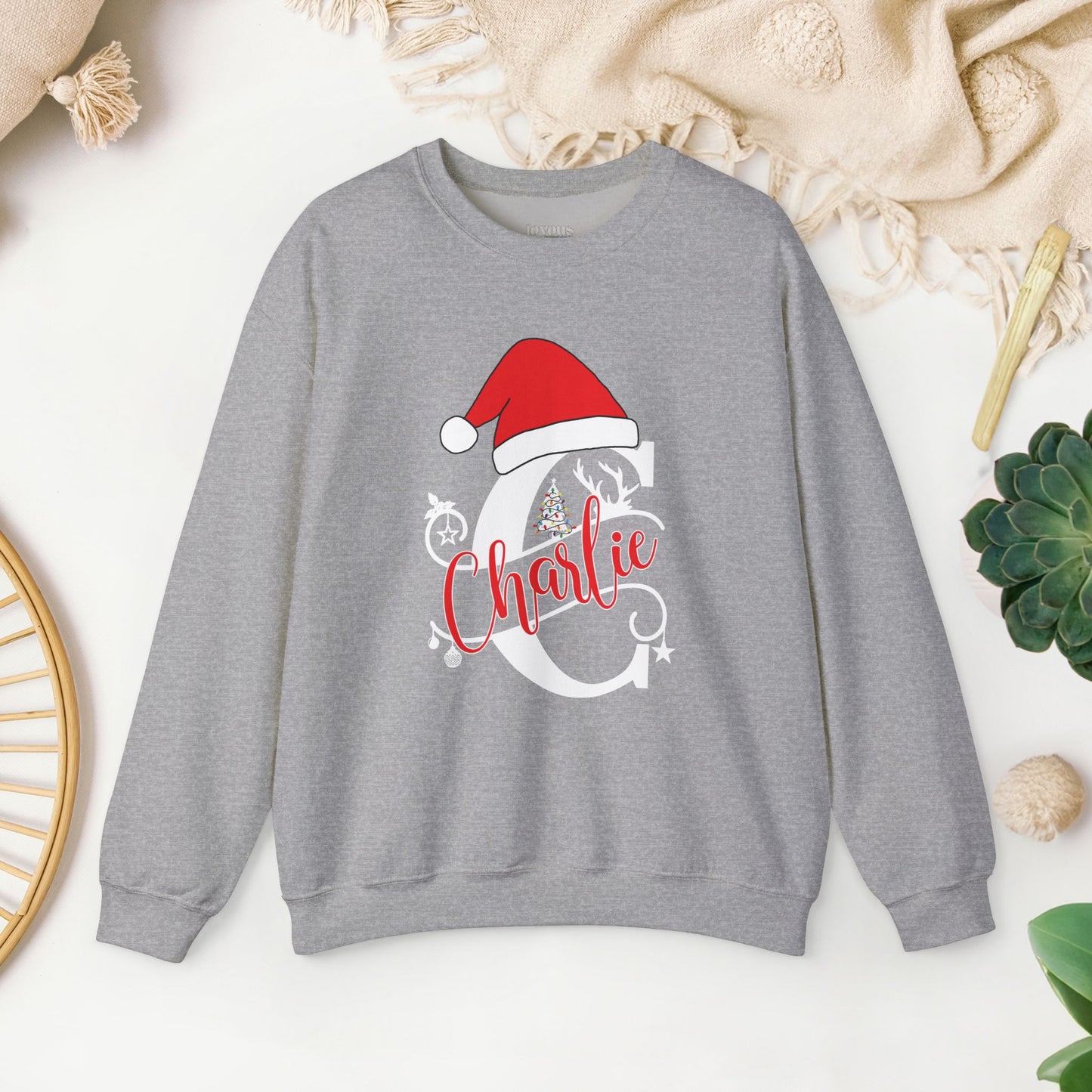 Personalized Christmas Monogram Sweatshirt with First Name - Custom Christmas Gifts