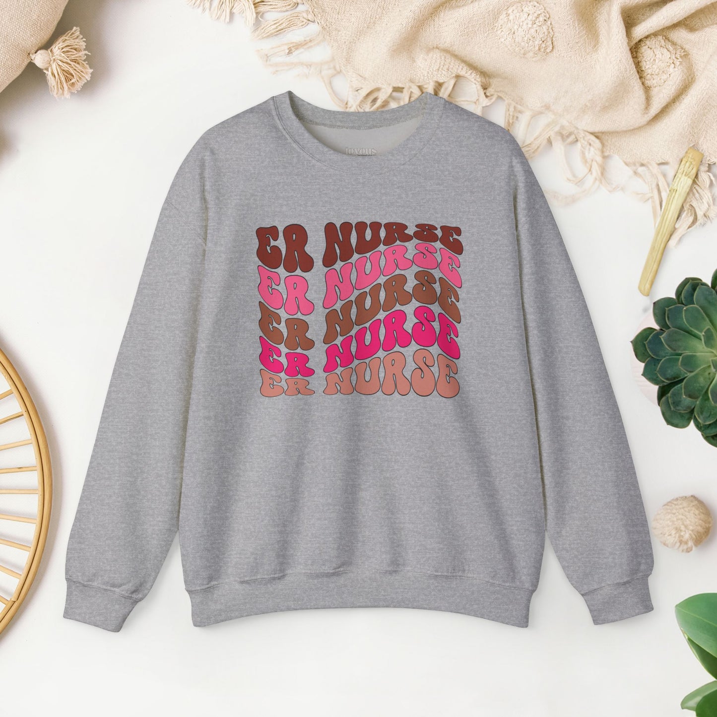 Groovy Pink ER Nurse Sweatshirt - Emergency Nurse Pullover