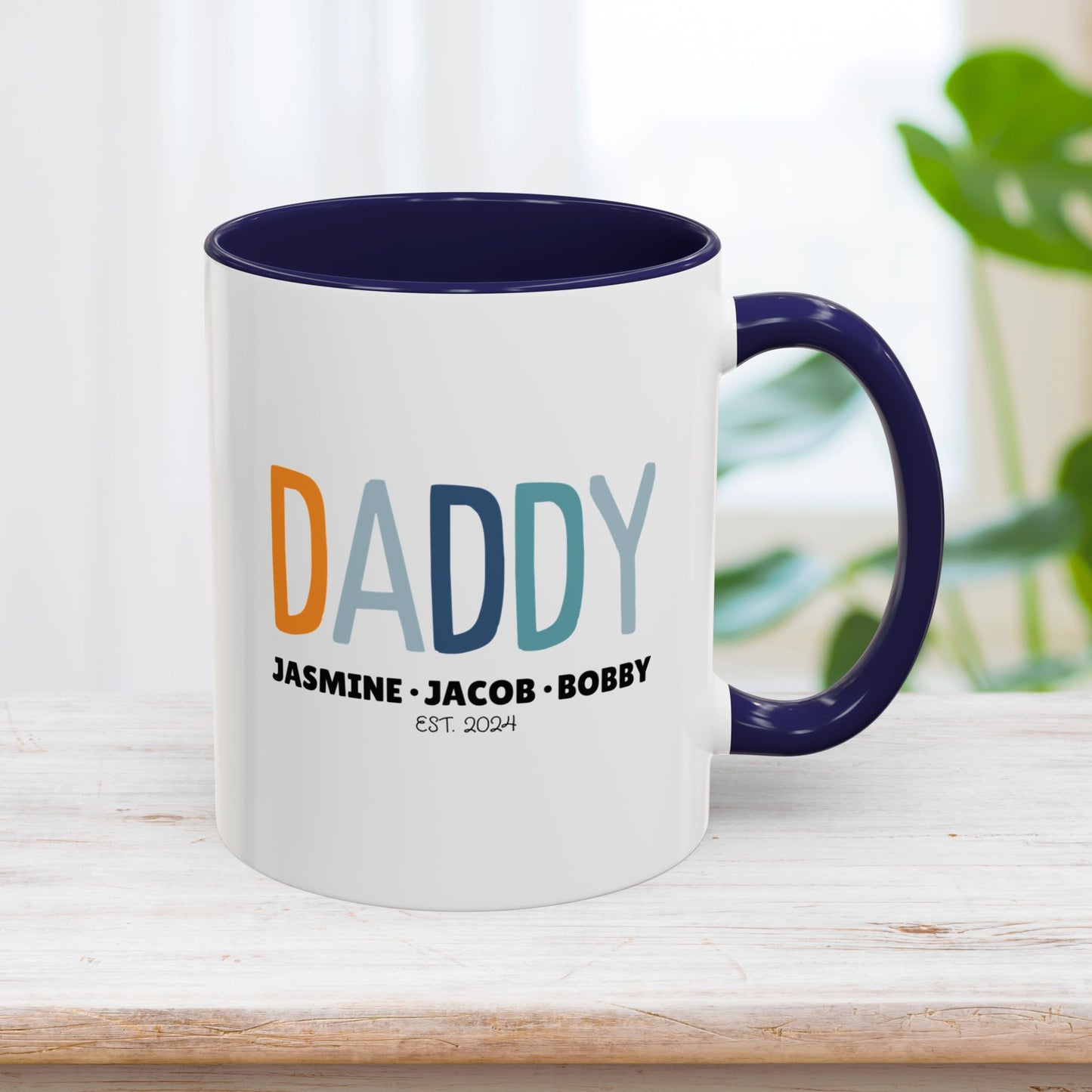 Personalized Daddy Coffee Mug with Kids Names - Custom Dad Gifts for Father's Day