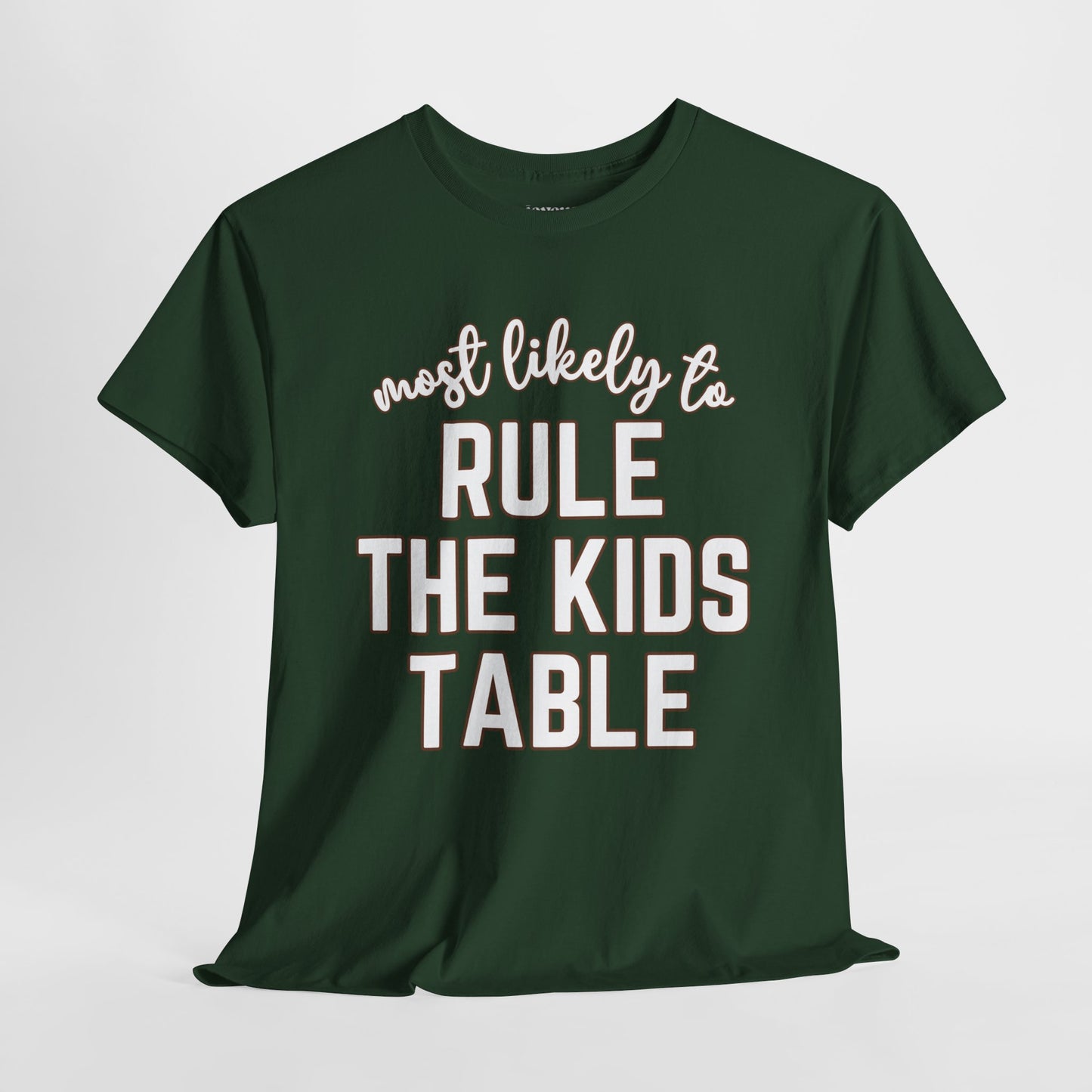 Funny Thanksgiving Shirt - Most Likely to Rule the Kids Table Heavy Cotton Tee