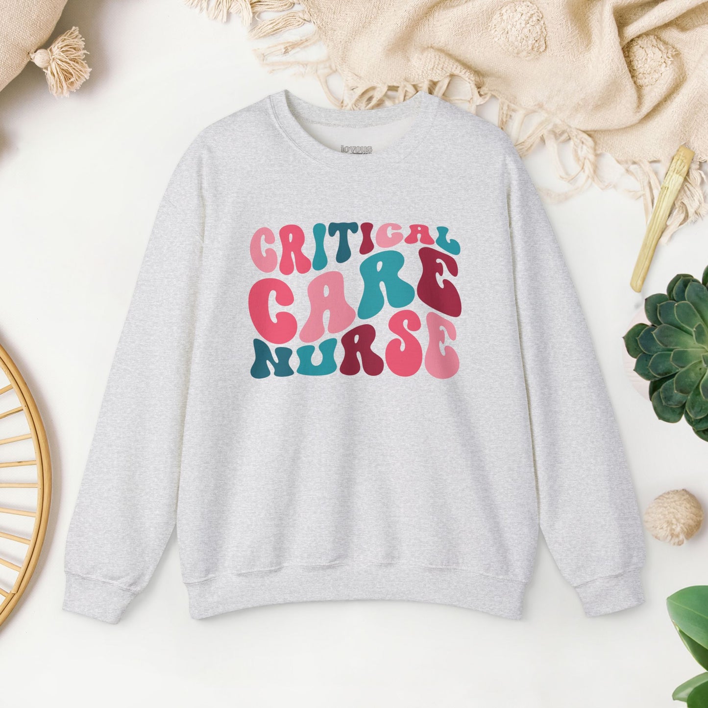 Groovy Colorful Critical Care Nurse Crewneck Sweatshirt