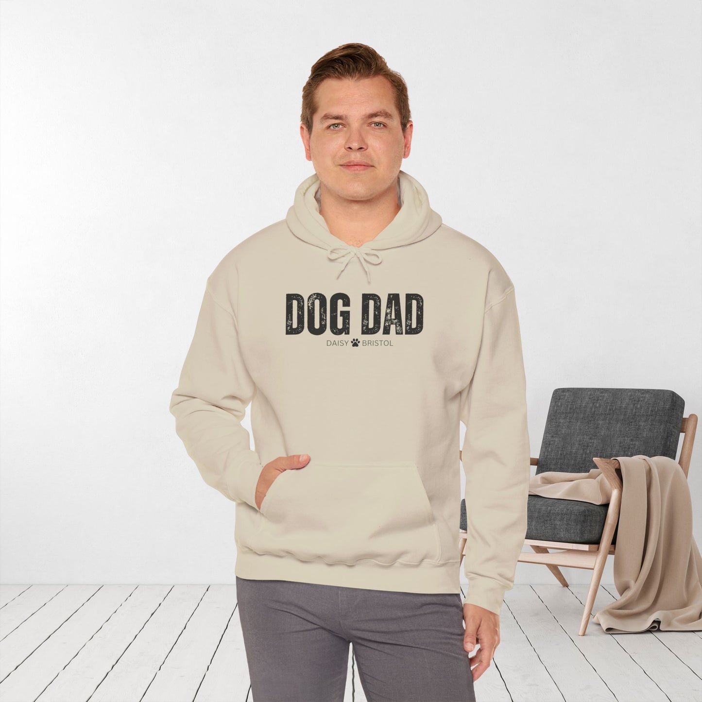 Custom Dog Dad Hoodie with Dogs Name - Personalized Gift for Dog Dad