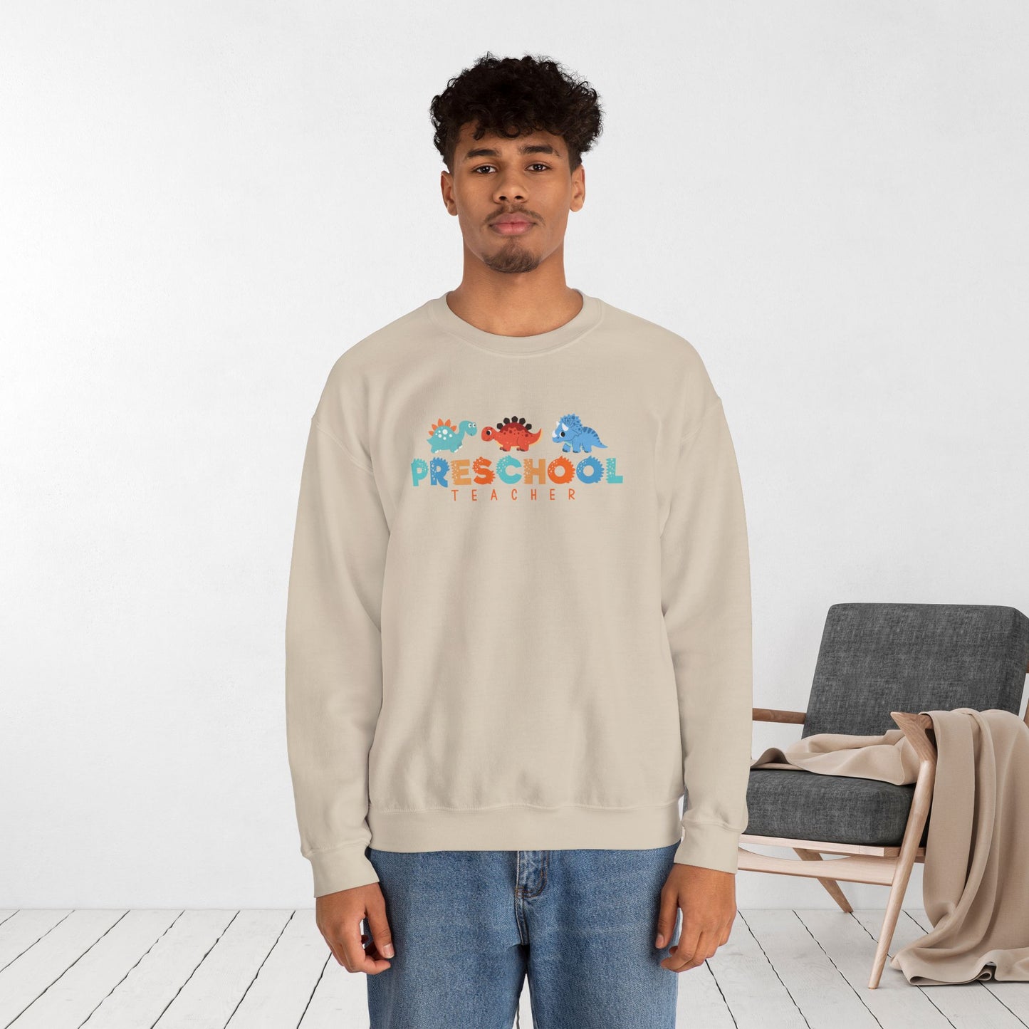 Preschool Teacher Sweatshirt with Dinosaurs