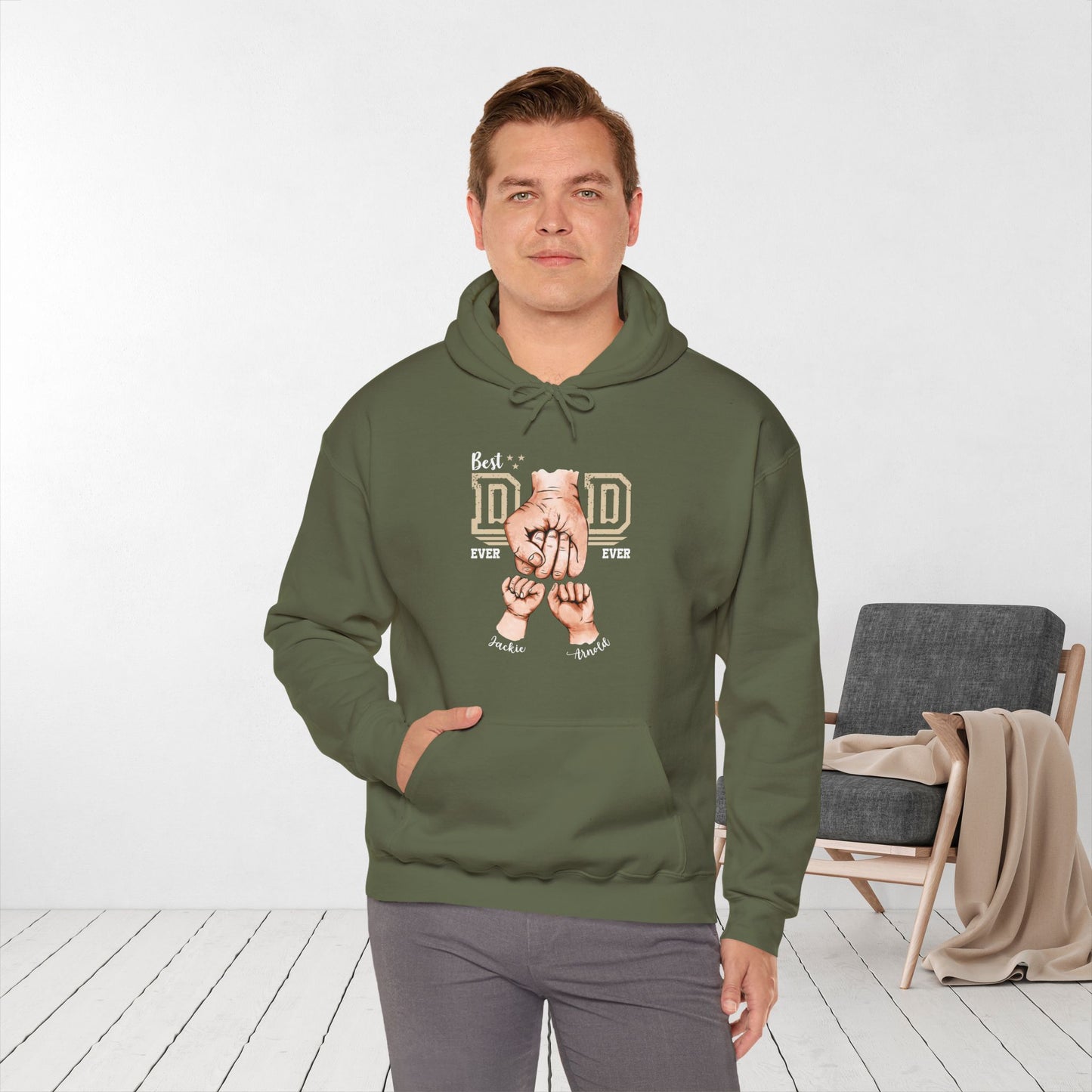 Custom Dad Hoodie with Kids Name - Personalized Gift for Dad