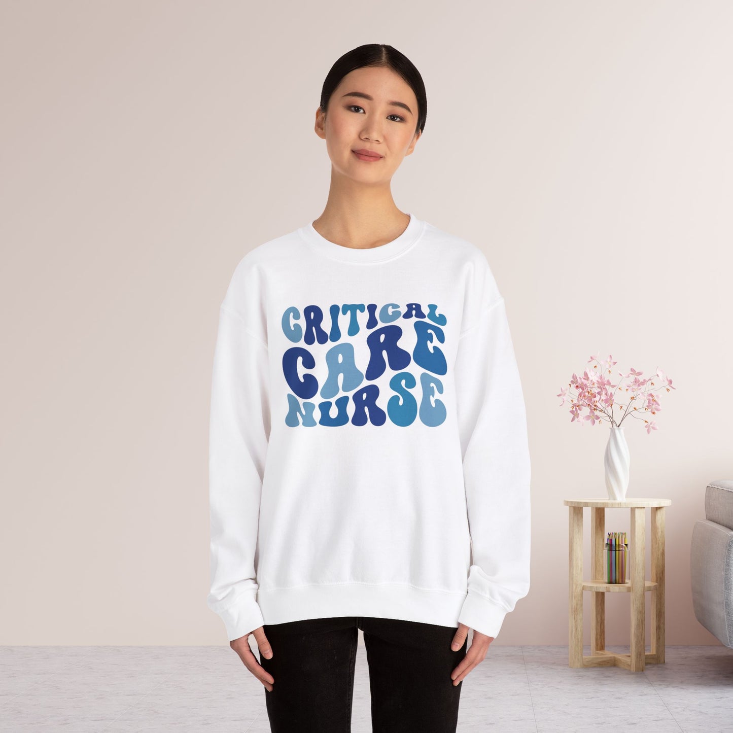 Groovy Blue Critical Care Nurse Sweatshirt