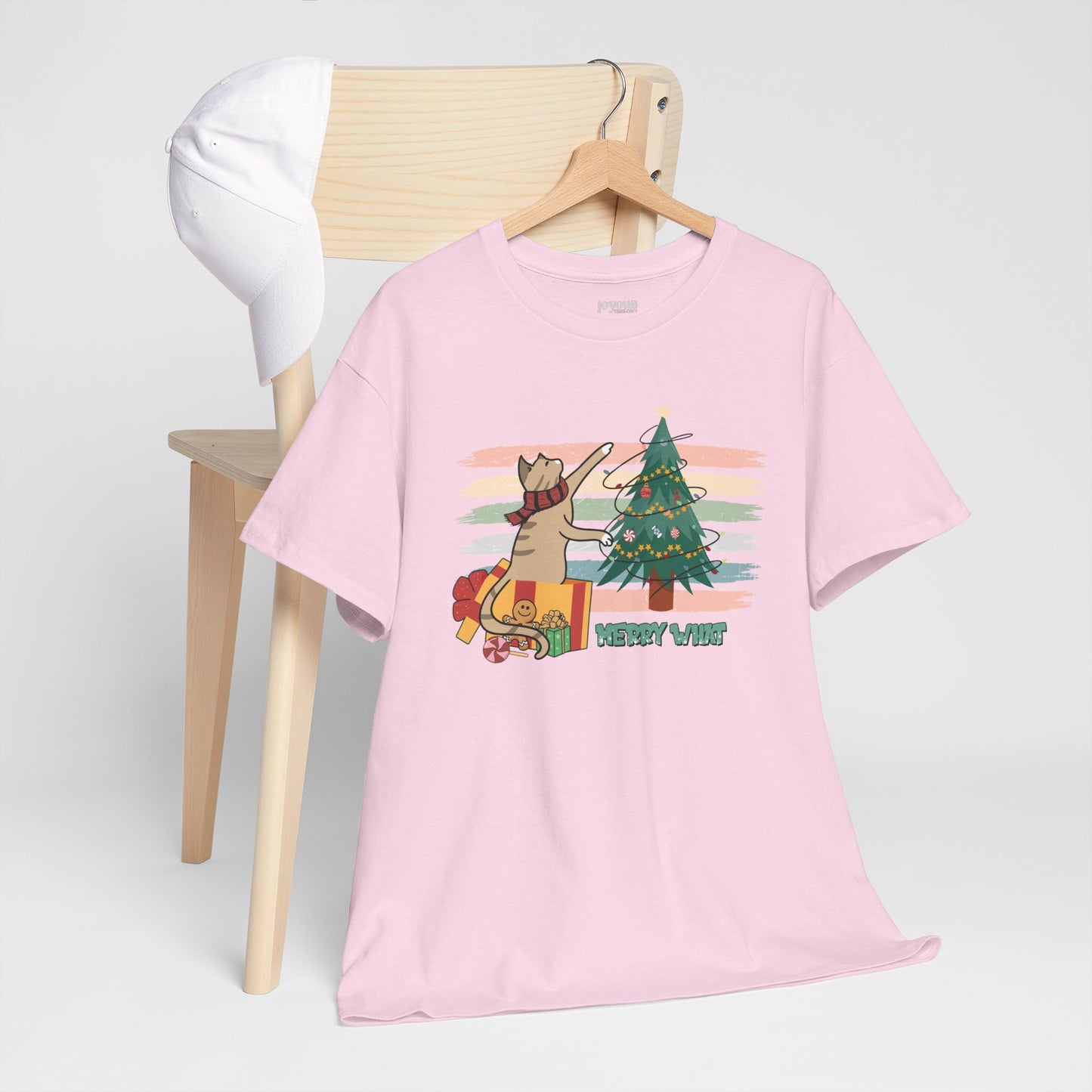 Merry What Funny Cat Christmas Heavy Cotton Tee - Cat Lovers Christmas Gift