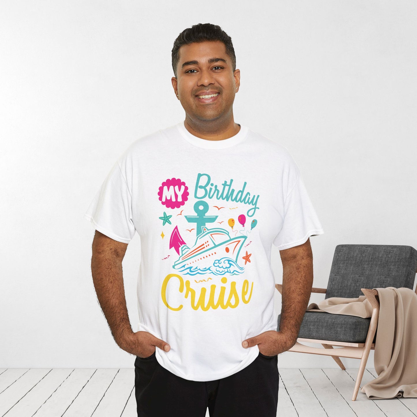 My Birthday Cruise Shirt - Family Cruise Vacation Heavy Cotton Tee