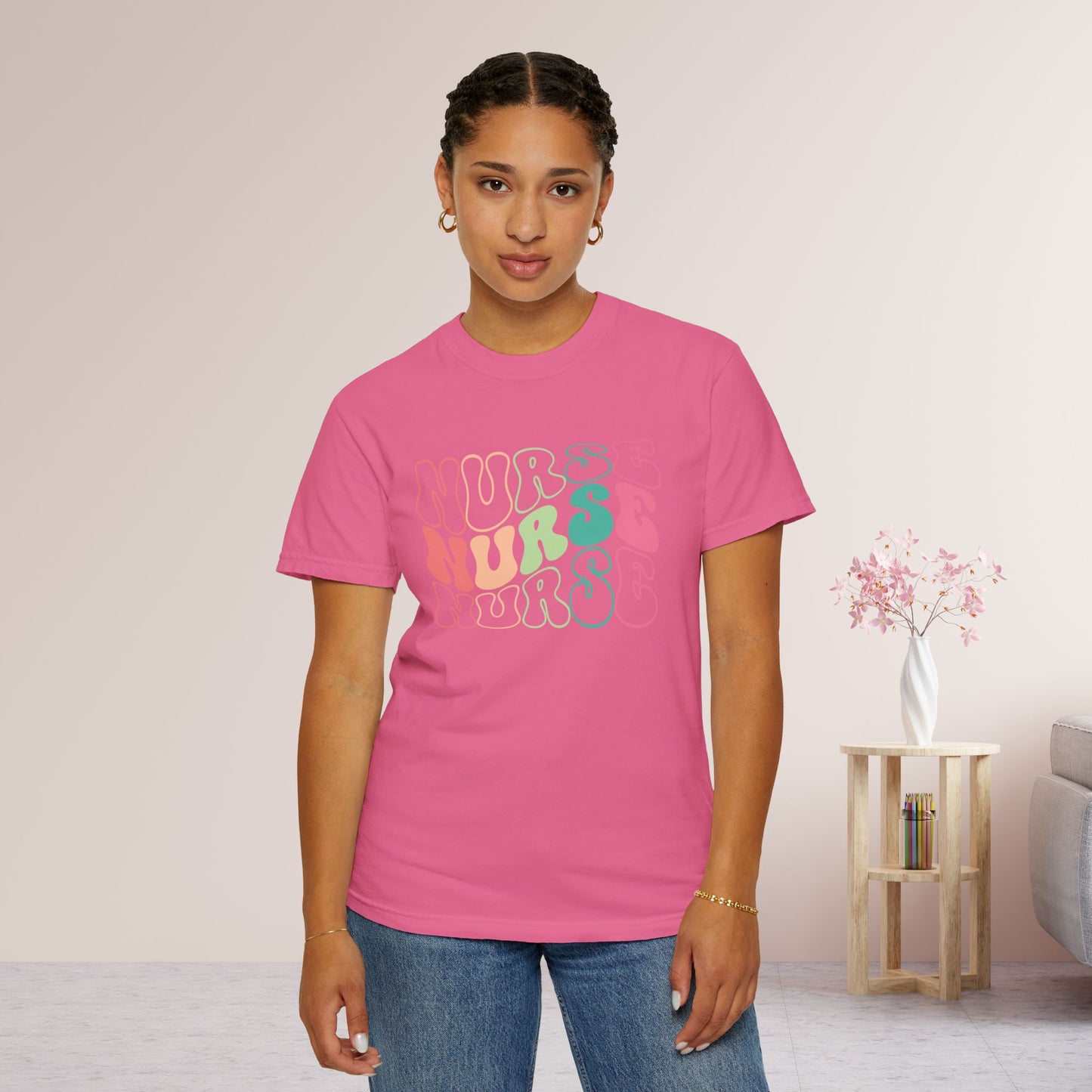 Groovy Colorful Comfort Colors Nurse Shirt