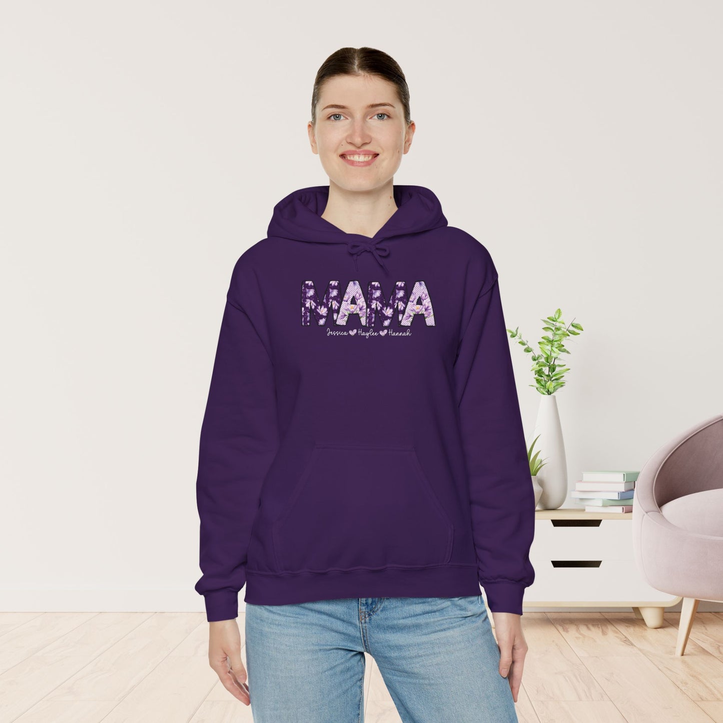 Custom Mama Hoodie with Kids Name - Personalized Gift for Mom