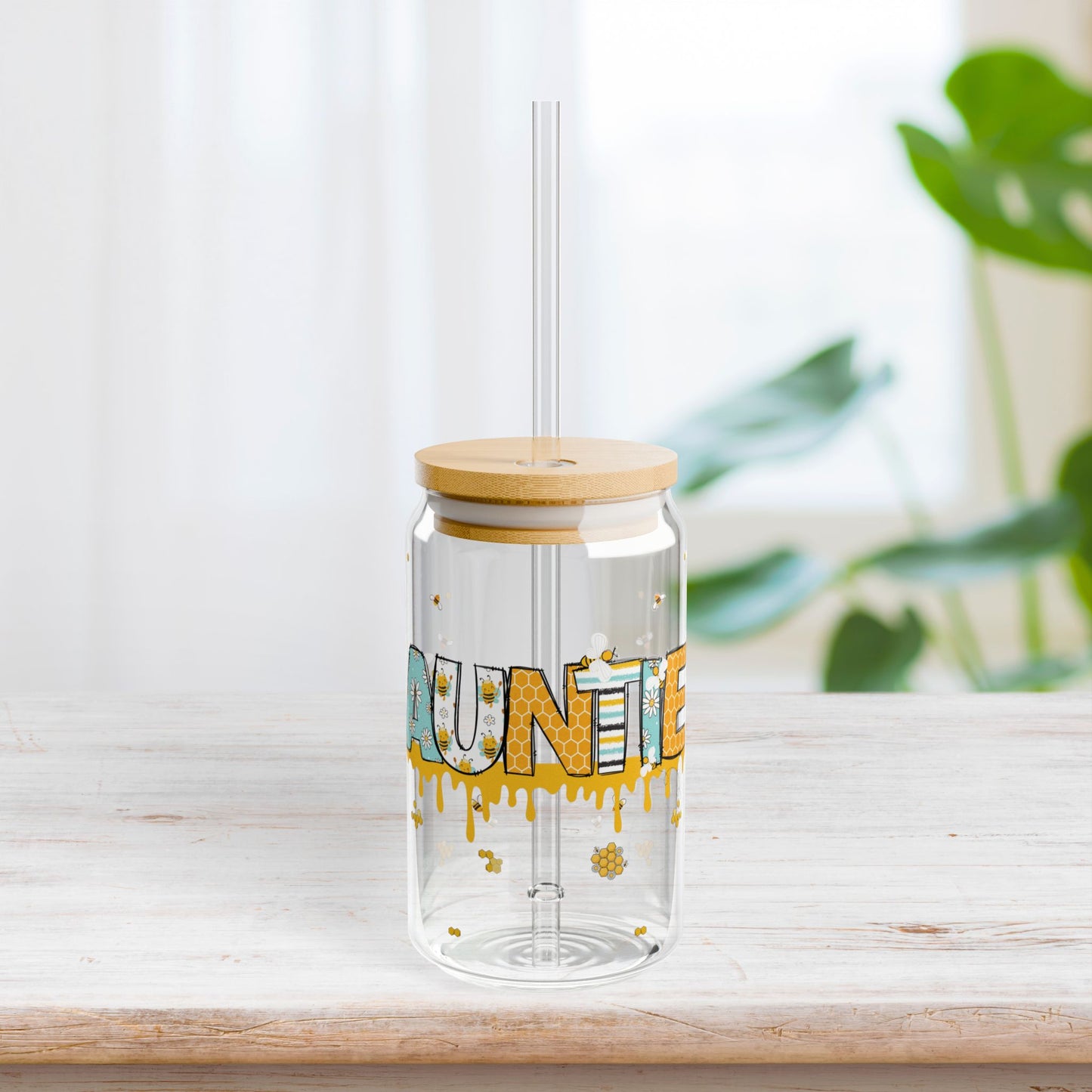 Bee & Honey Auntie Sipper Glass - Auntie Can Glass