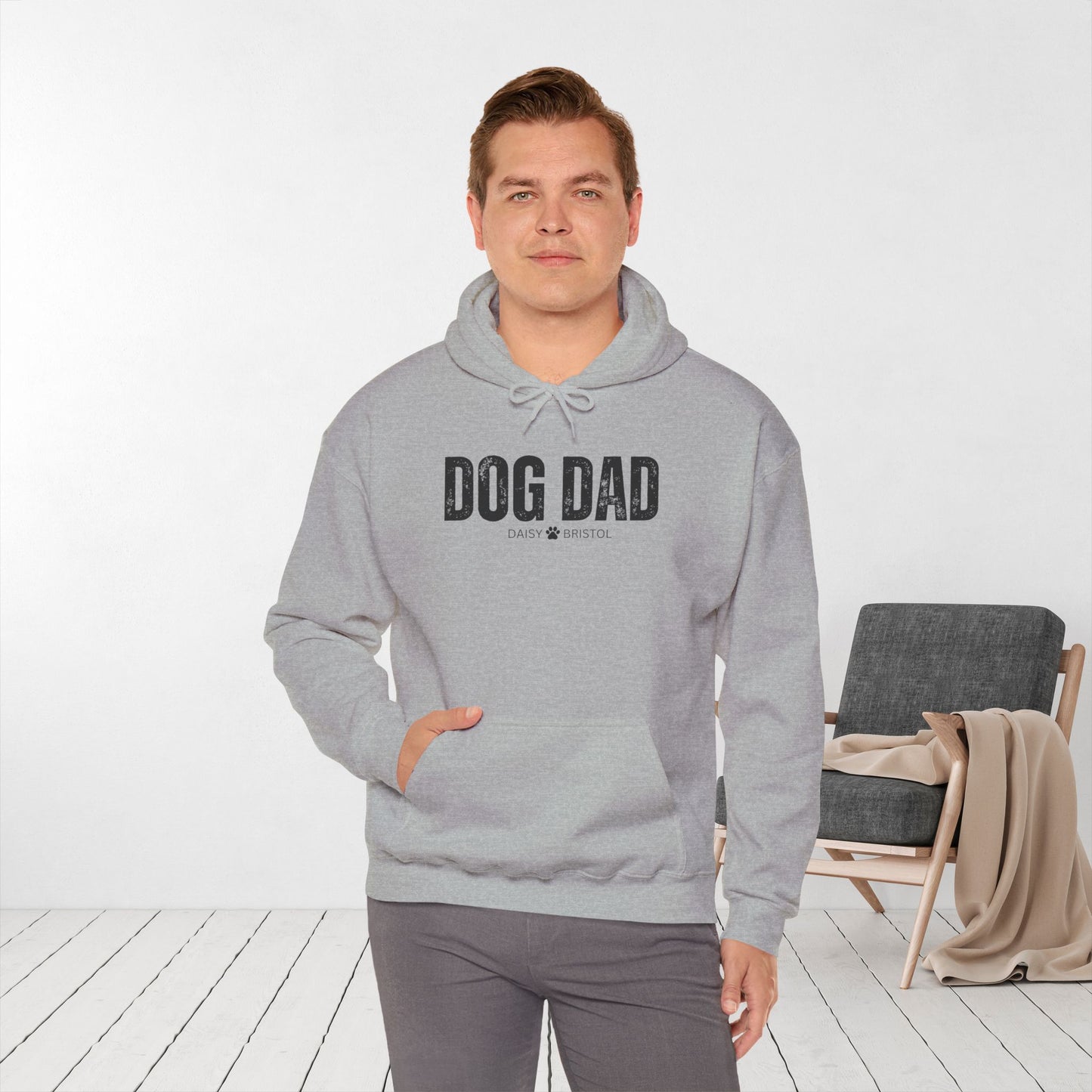 Custom Dog Dad Hoodie with Dogs Name - Personalized Gift for Dog Dad