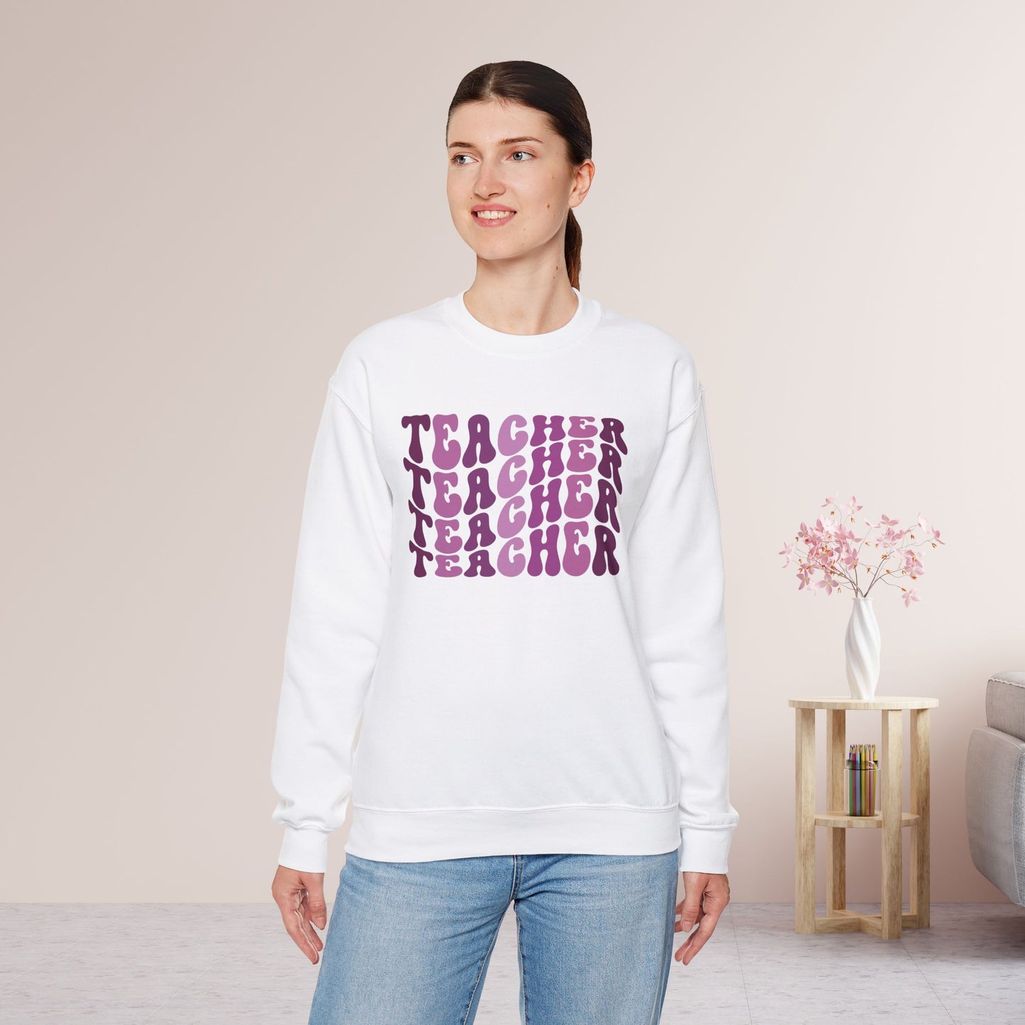 Groovy Purple Teacher Sweatshirt for School Teachers