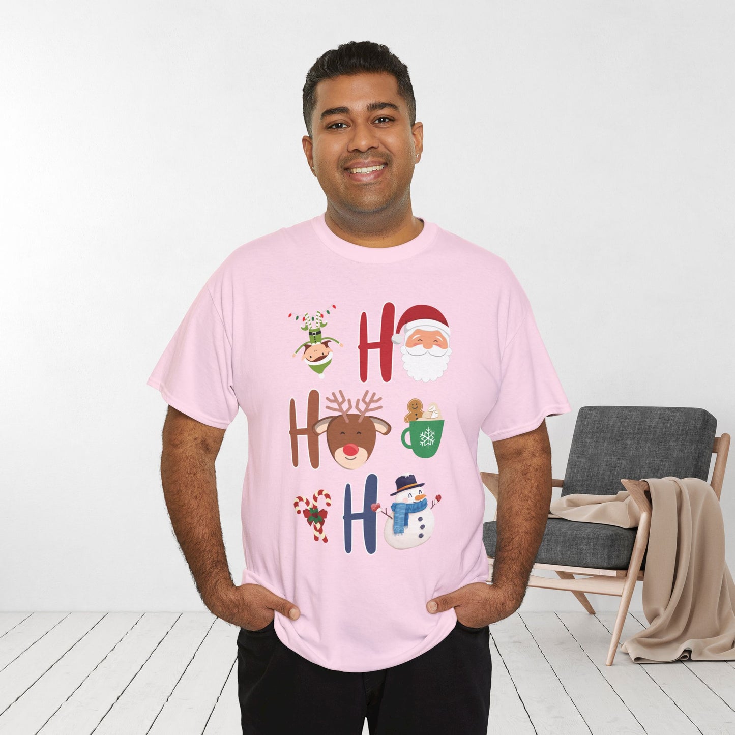 Ho Ho Ho Christmas Shirt - Matching Family Christmas  Heavy Cotton Tee