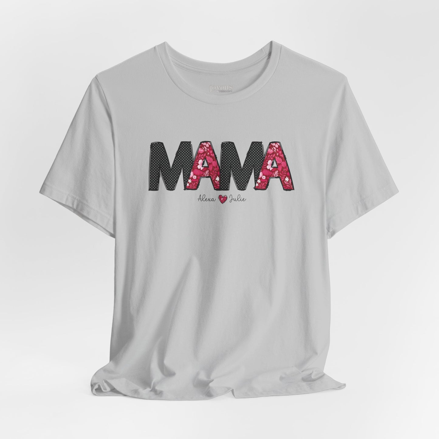 Custom Mama Soft Cotton Tee with Kids Names - Personalized Gift for Mom