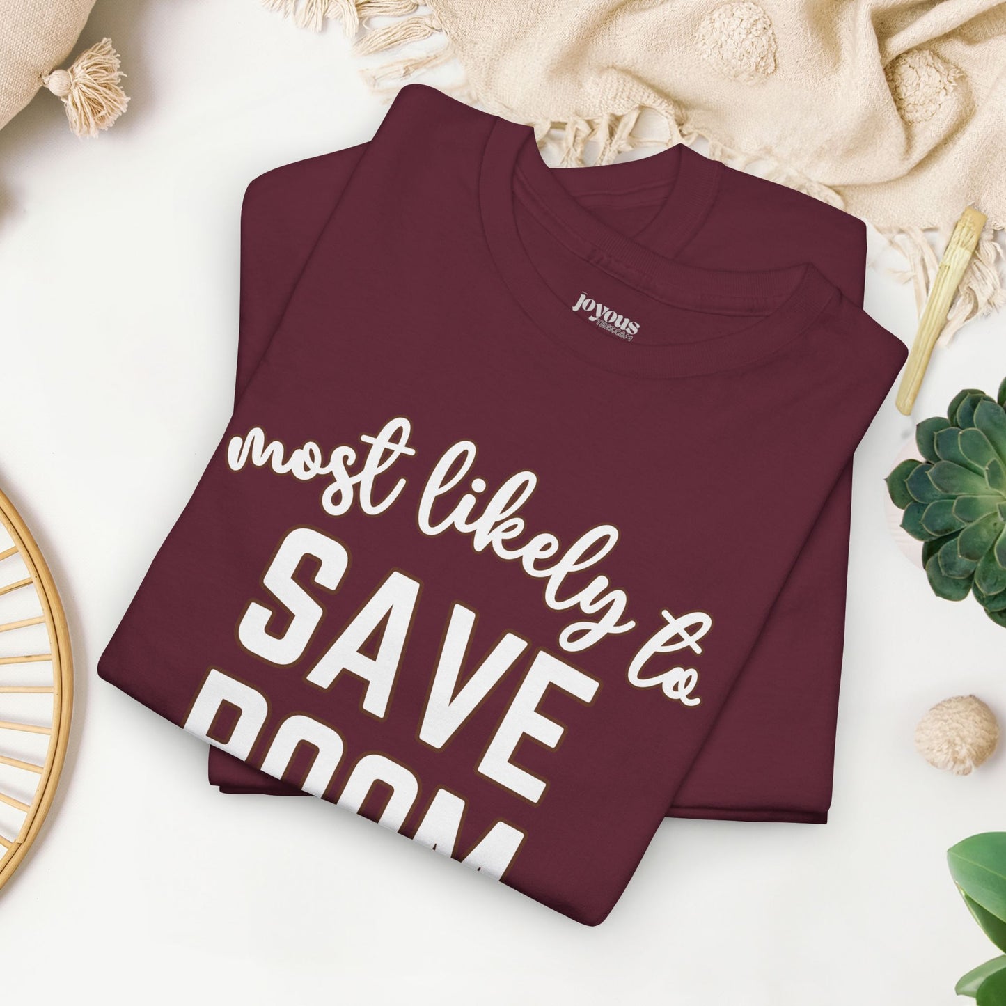 Funny Thanksgiving Shirt - Most Likely To Save Room for Pie Heavy Cotton Tee