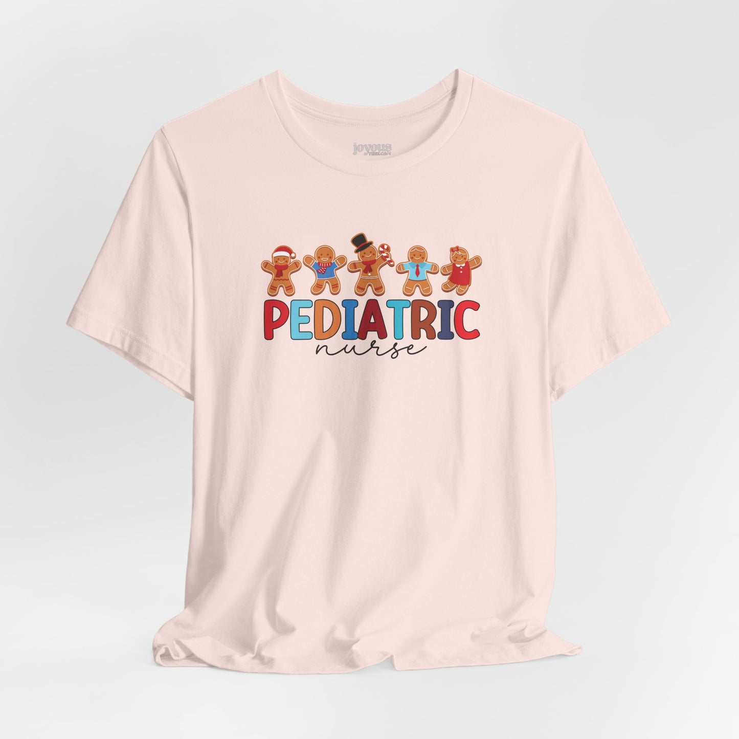 Christmas Pediatric Nurse Soft Cotton Tee with Gingerbread Men