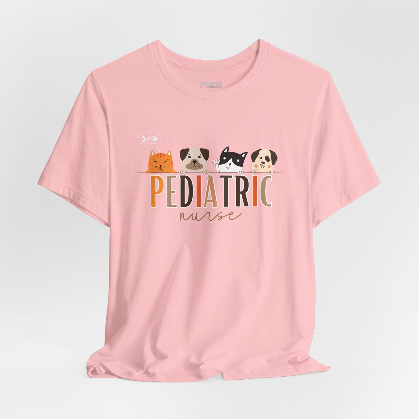 Cute Pediatric Nurse Soft Cotton Tee with Dogs and Cats for PEDS Nurse