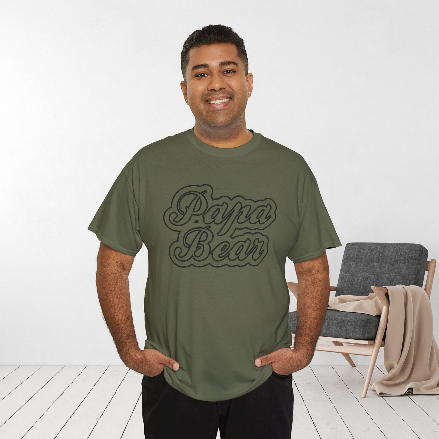 Papa Bear Heavy Cotton Tee - Gift for Dad for Father's Day