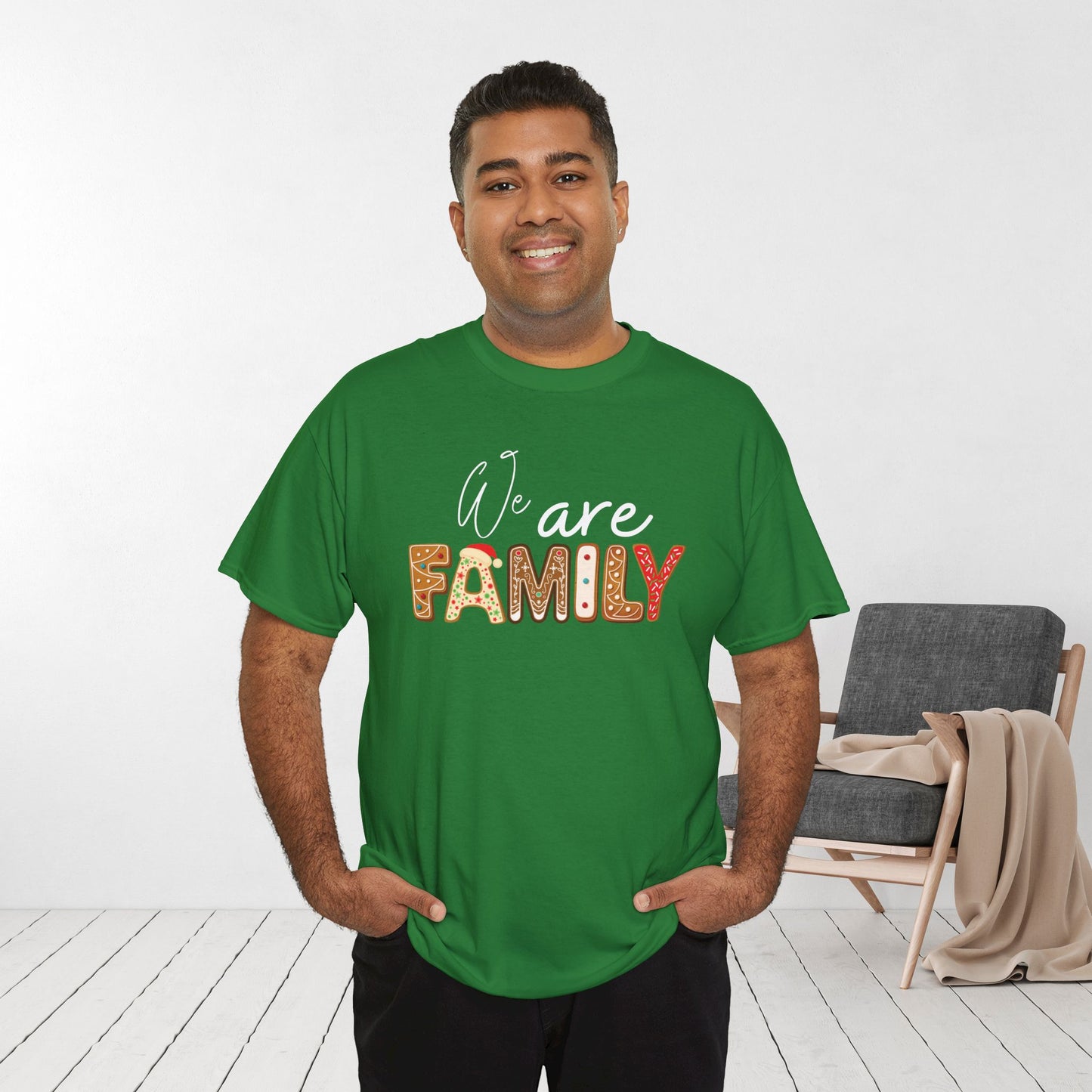 We Are Family Christmas Cookie Heavy Cotton Tee - Christmas Pajama Shirt