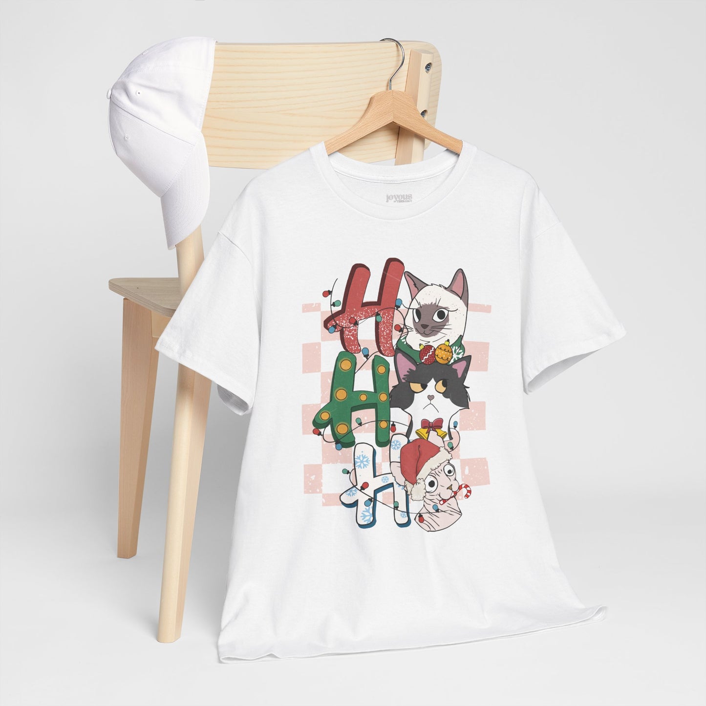 Ho Ho Ho Funny Cat Christmas Heavy Cotton Tee - Cat Lovers Christmas Gift