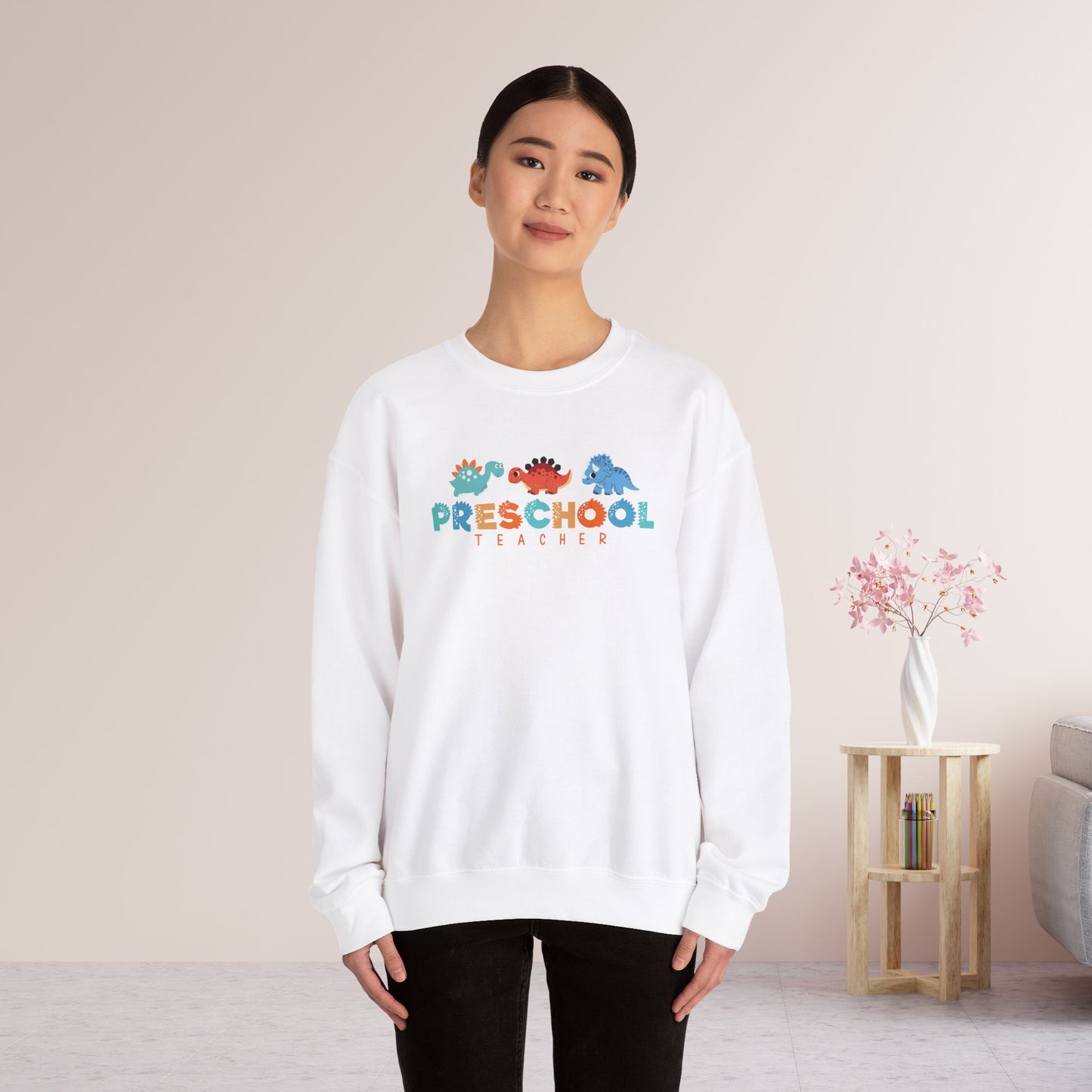 Preschool Teacher Sweatshirt with Dinosaurs