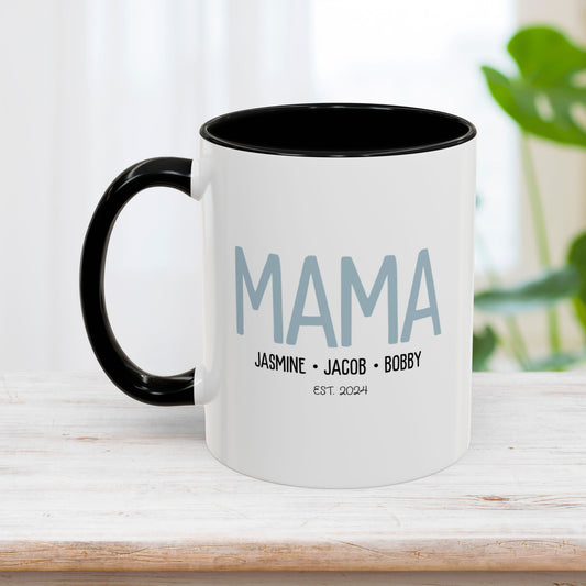 Personalized Mama Coffee Mug with Kids Names - Custom Mom Gifts for Mother's Day