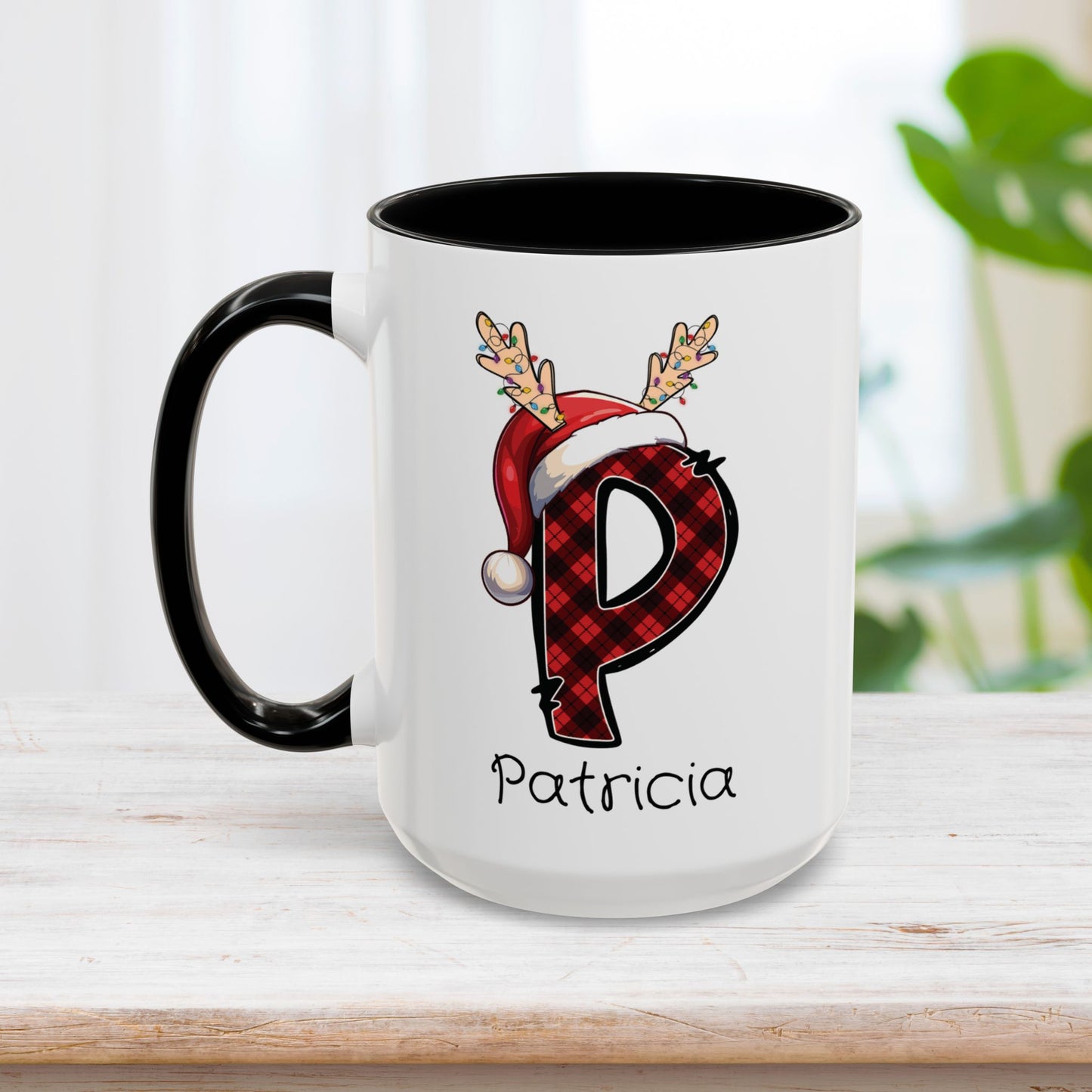 Custom Name Christmas Plaid Initial Letter Mug - Personalized Christmas Gifts A-Z