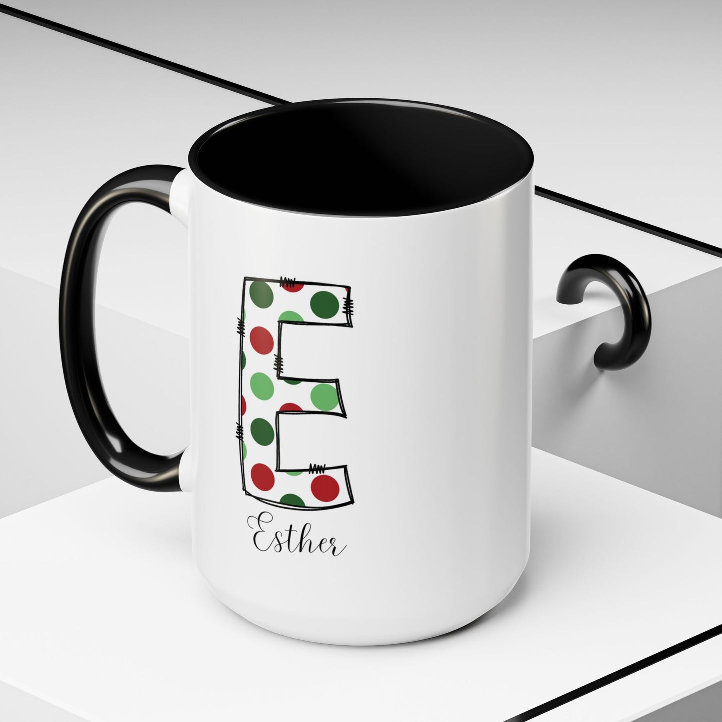 Custom Christmas Initial Letter Mug with Name - Personalized Christmas Gifts A-Z