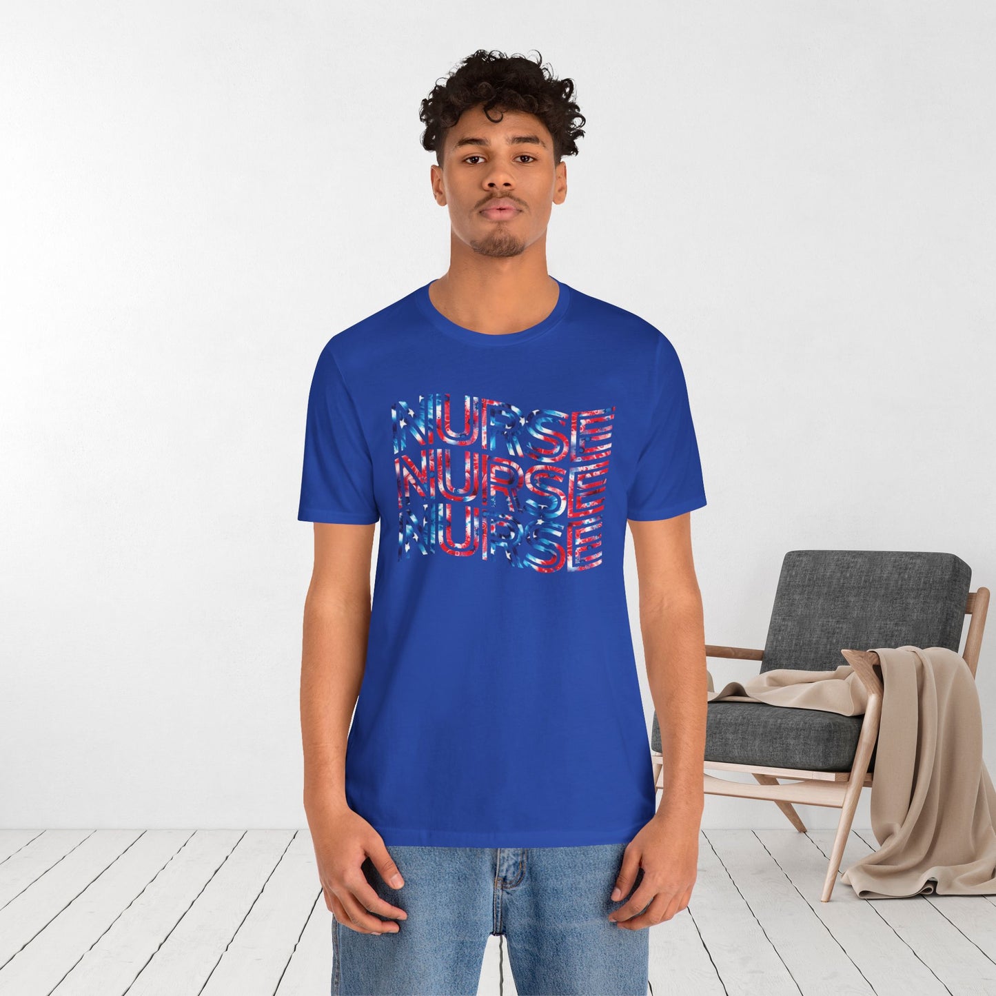 Wavy Patriotic Nurse Shirt - 4th of July Nurse Soft Cotton Tee