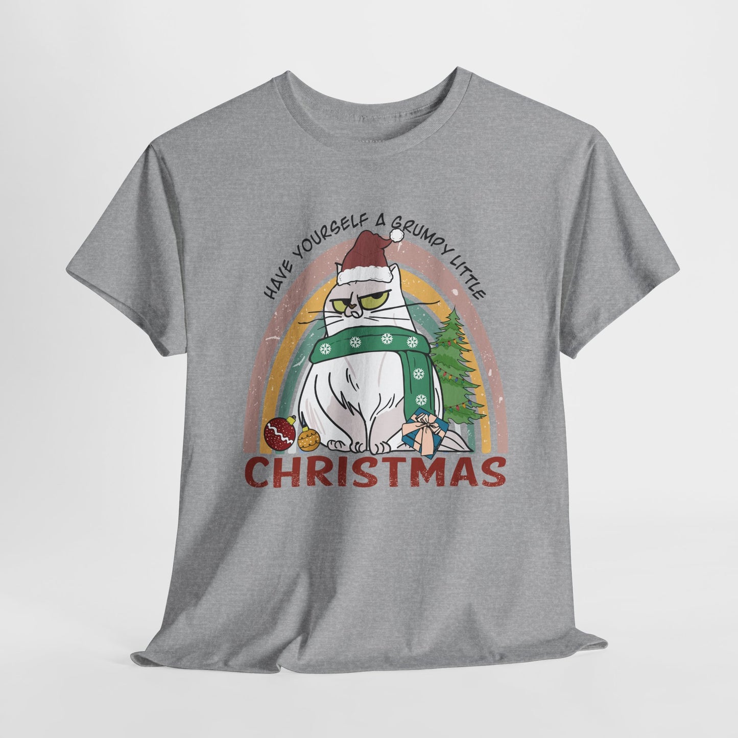 Have Yourself A Grumpy Little Christmas Funny Cat Christmas Heavy Cotton Tee - Cat Lovers Christmas Gift