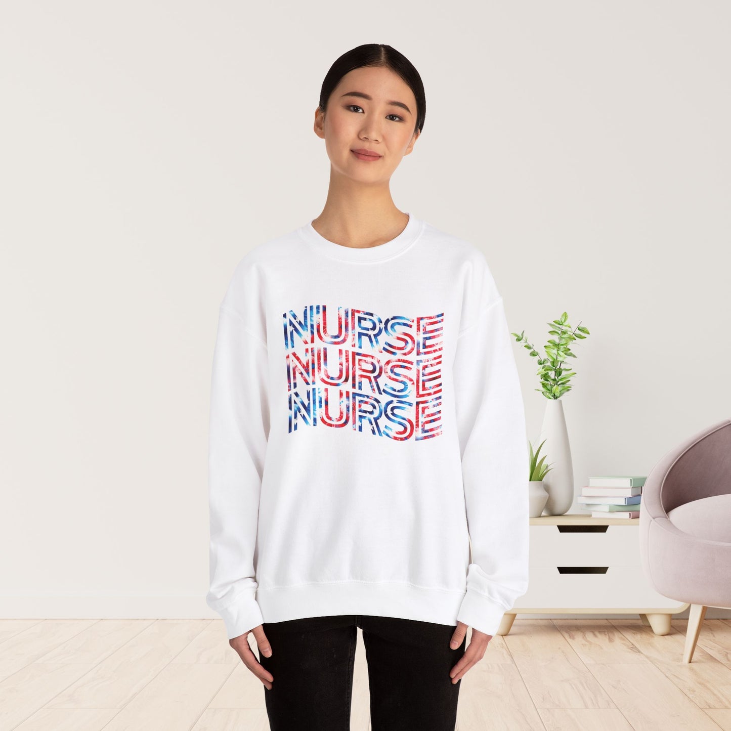 Wavy Patriotic Nurse Sweatshirt - 4th of July Nurse Sweatshirt