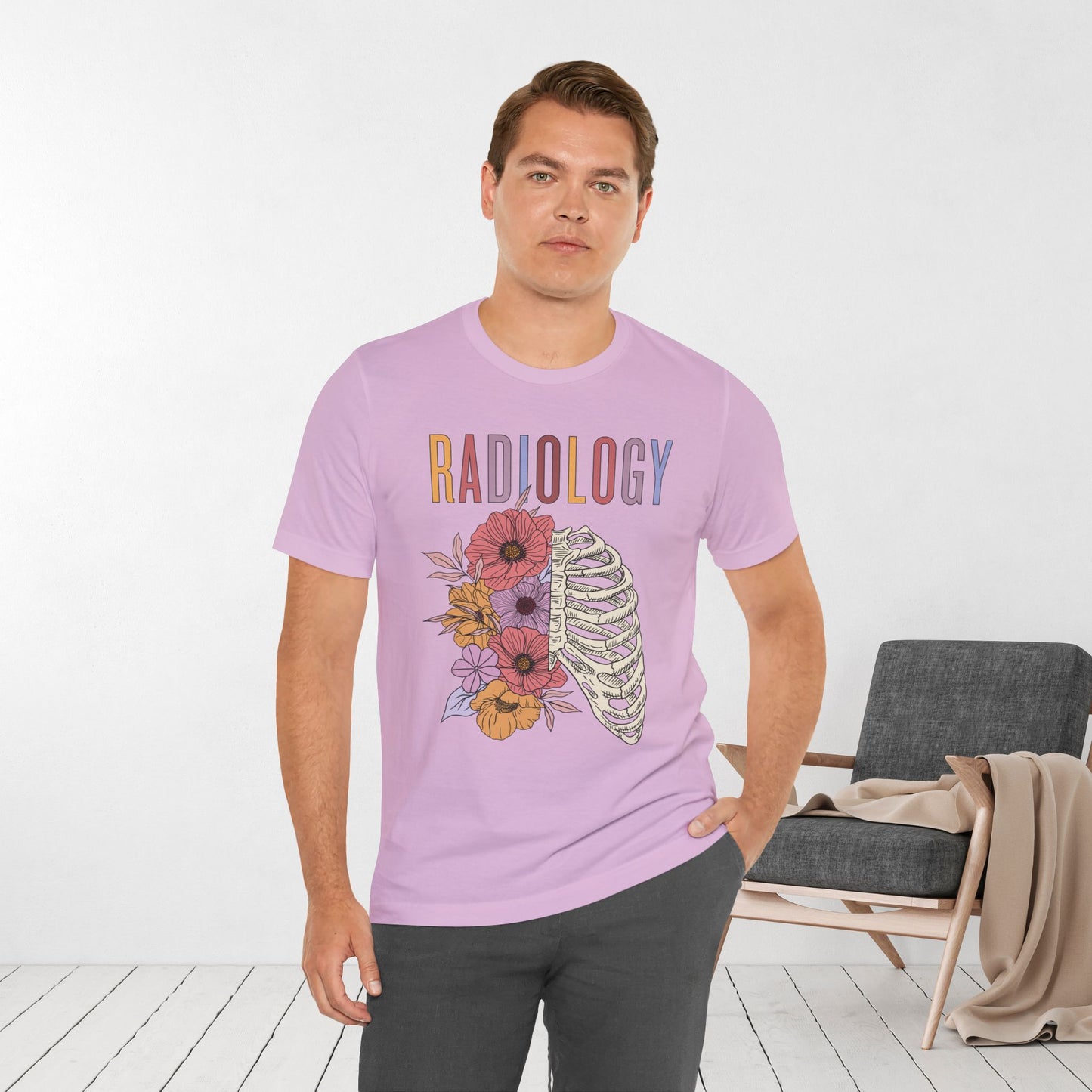 Flower Skeleton Radiology Soft Cotton Tee