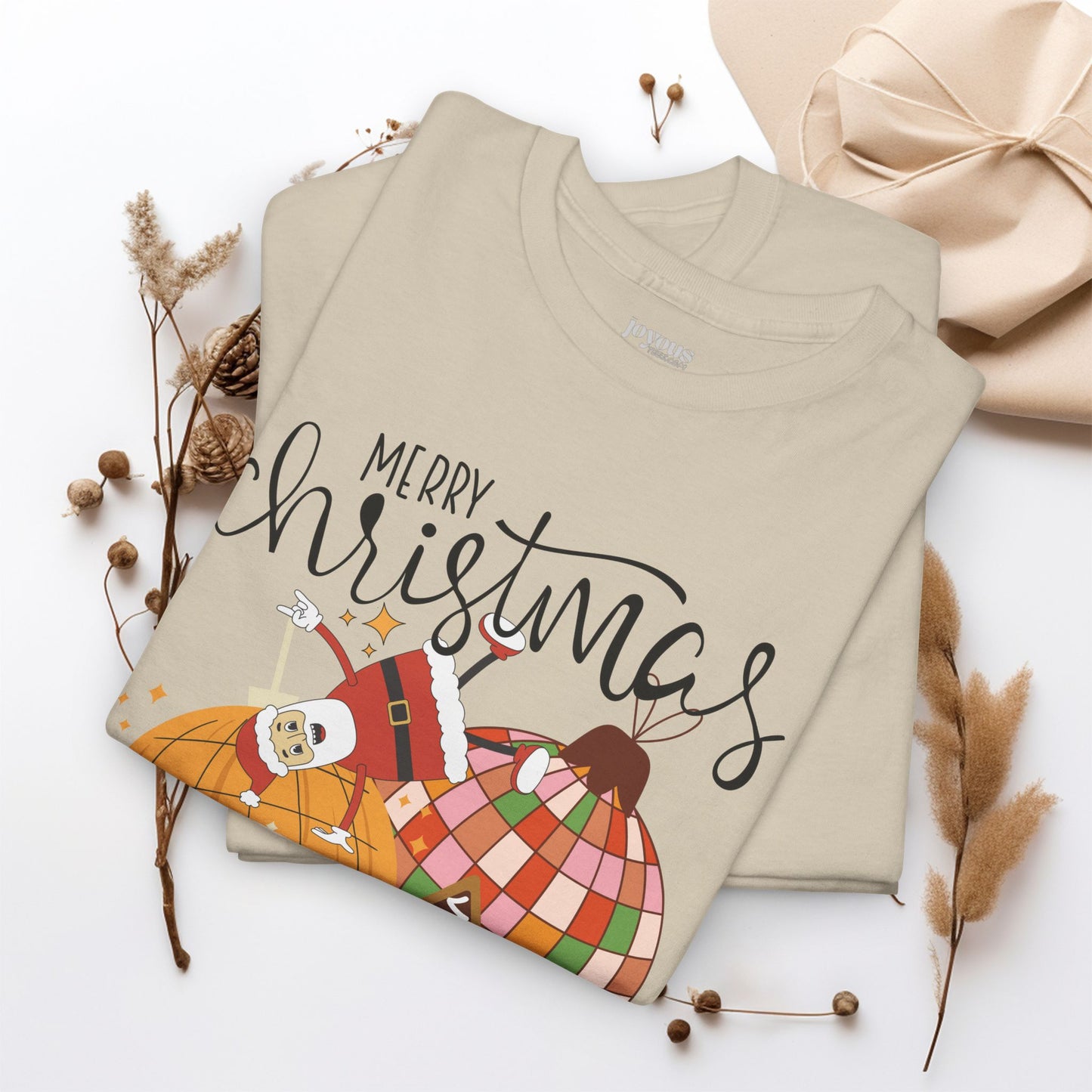 Merry Christmas Retro Ornament Shirt - Christmas Heavy Cotton Tee