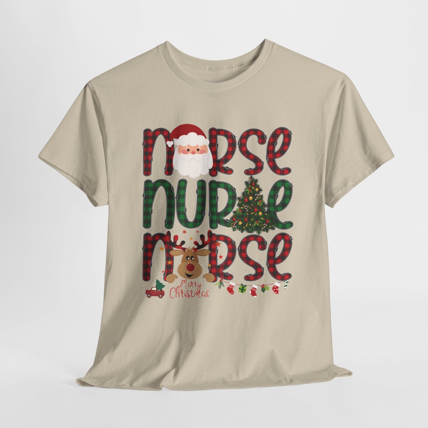 Plaid Christmas Nurse Heavy Cotton Tee