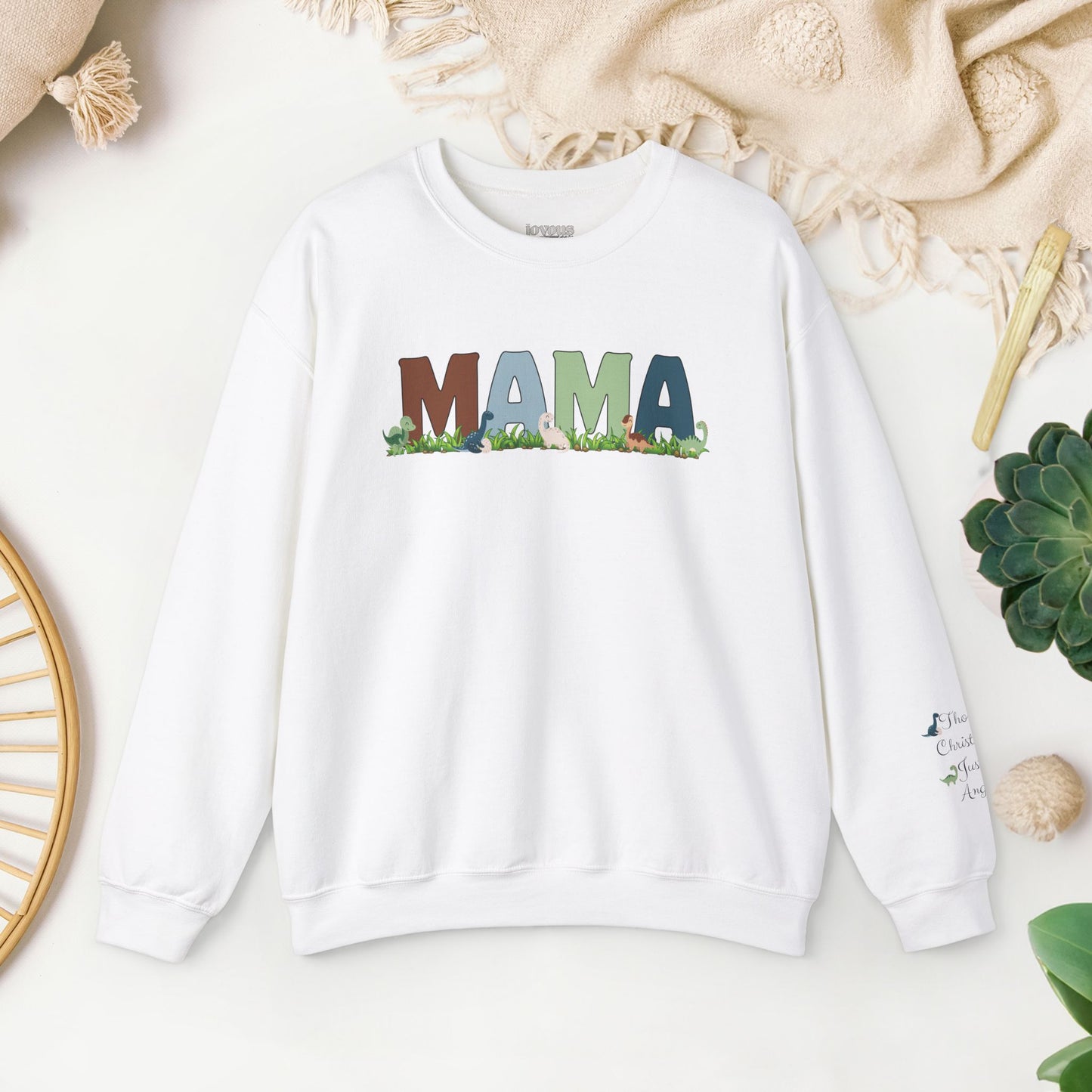 Custom Dinosaur Mama Sweatshirt with Kids Name - Personalized Gift for Mom