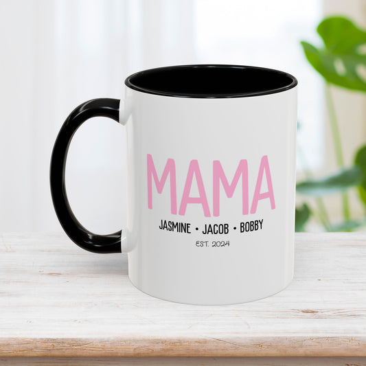 Personalized Mama Coffee Mug with Kids Names - Custom Mom Gifts for Mother's Day