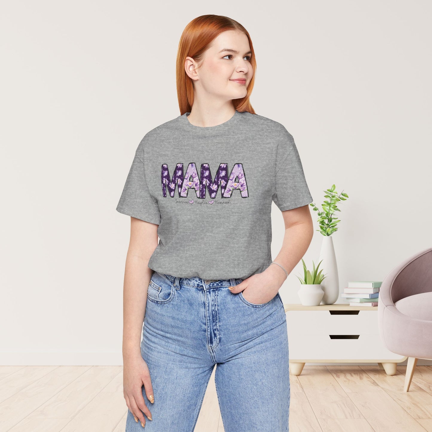 Custom Mama Soft Cotton Tee with Kids Names - Personalized Gift for Mom