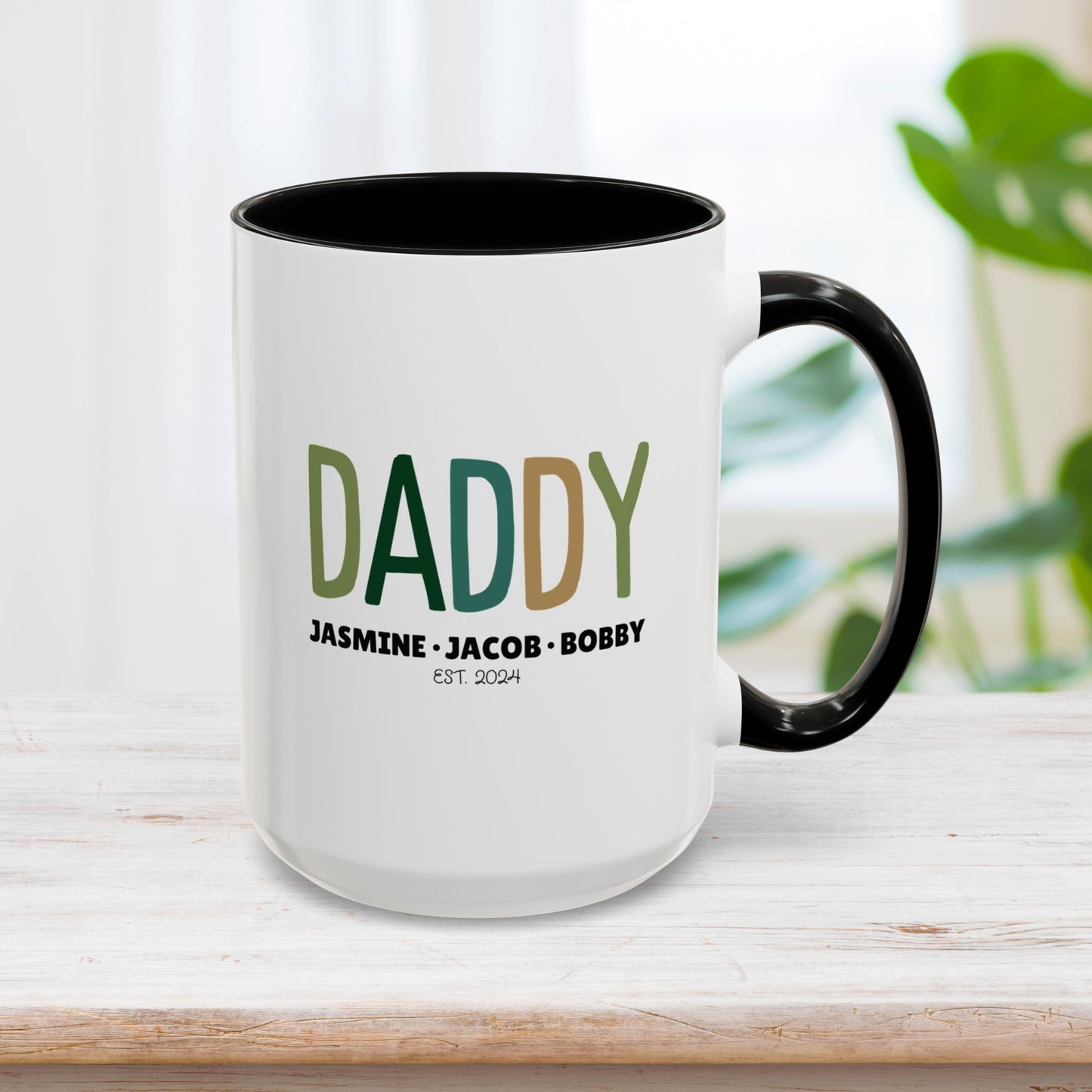 Personalized Daddy Coffee Mug with Kids Names - Custom Dad Gifts for Father's Day