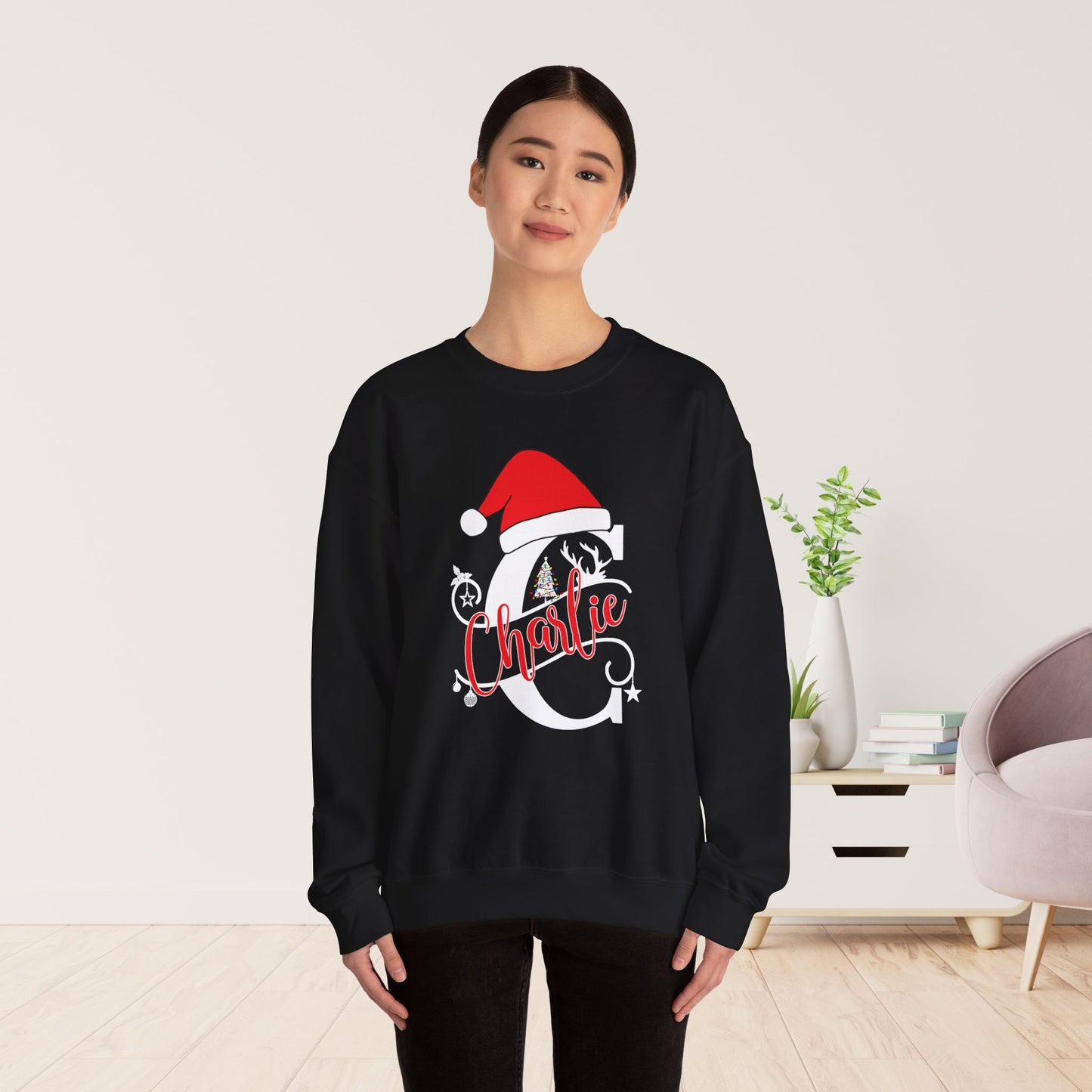 Personalized Christmas Monogram Sweatshirt with First Name - Custom Christmas Gifts