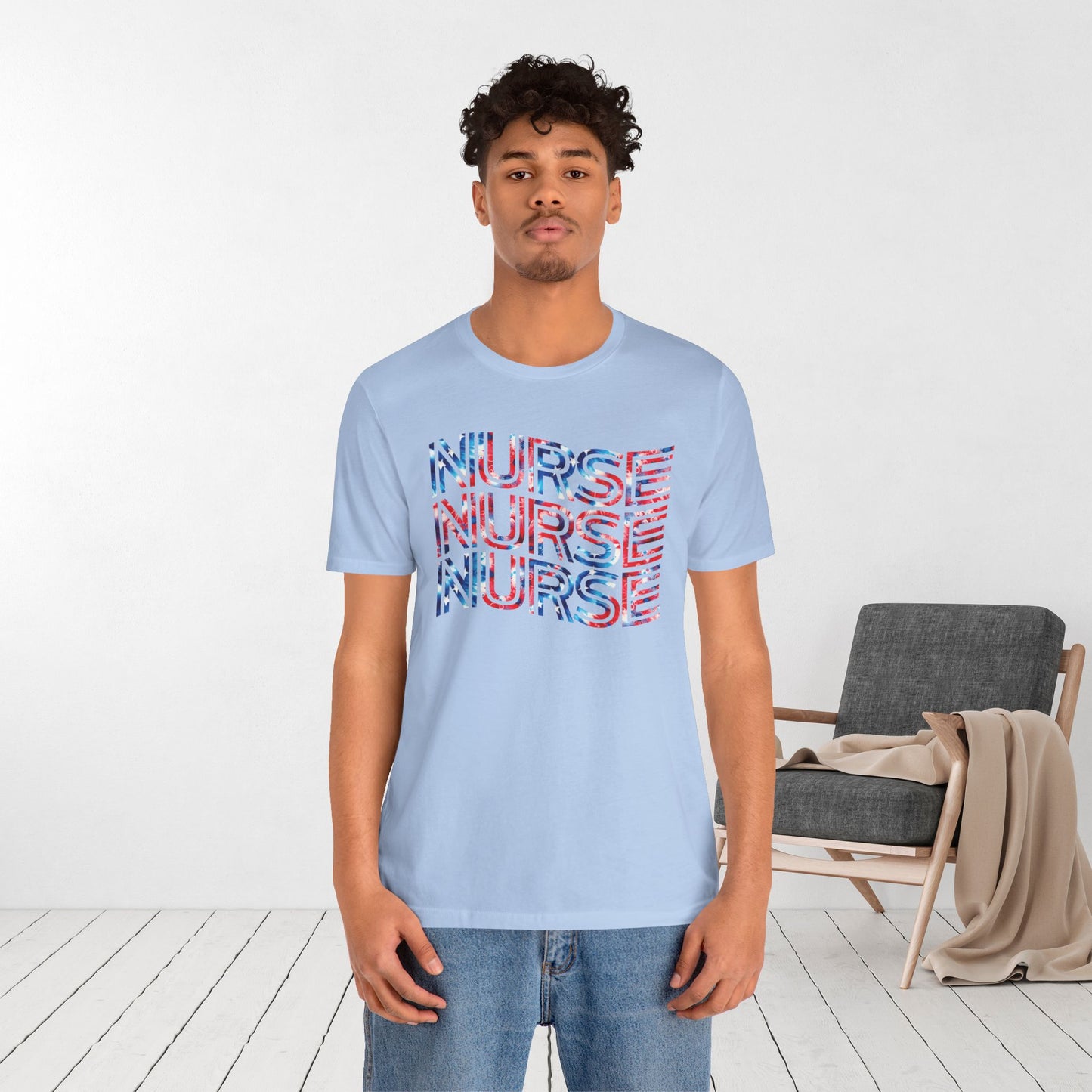 Wavy Patriotic Nurse Shirt - 4th of July Nurse Soft Cotton Tee